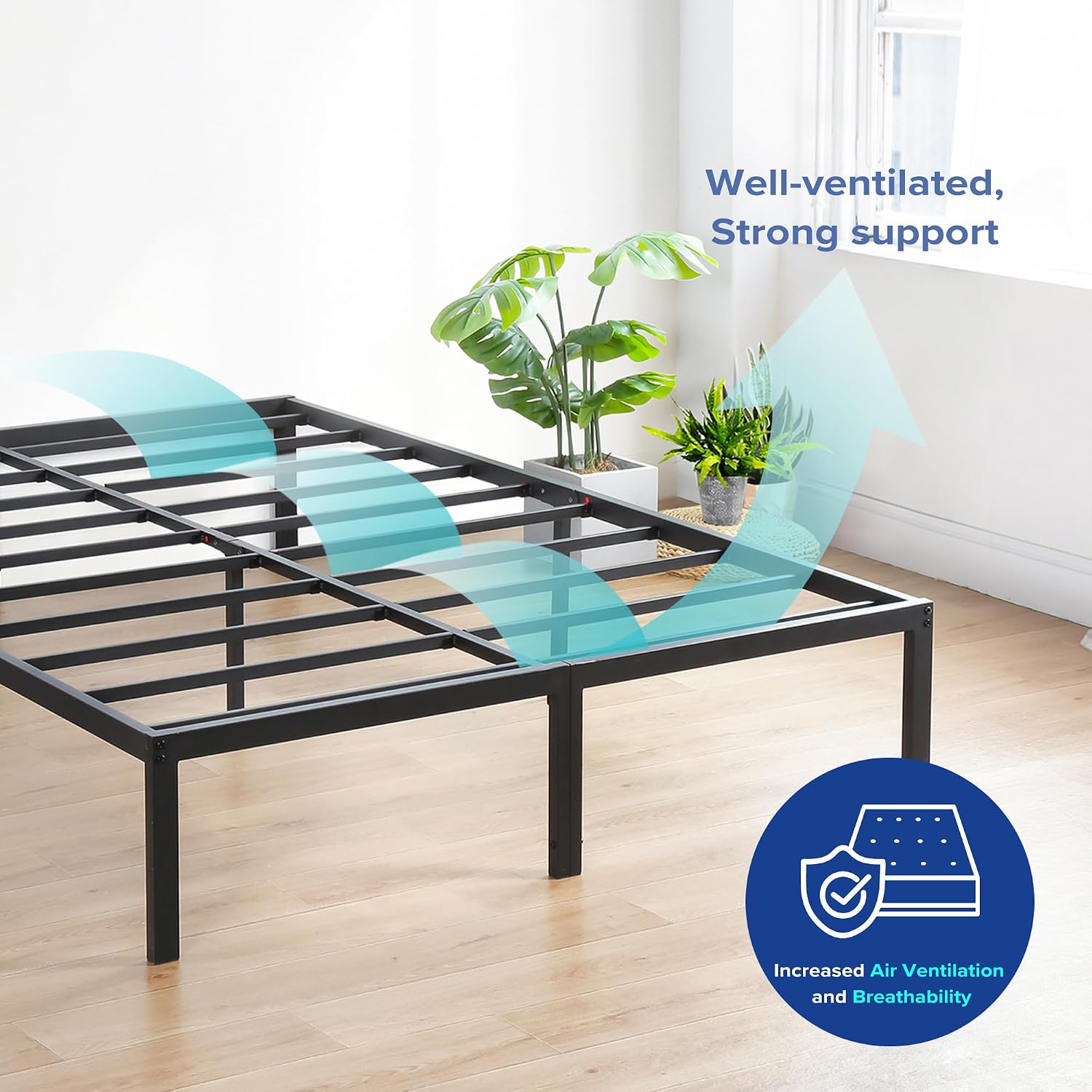 Thumbnail 4 de Olee Sleep Steel Platform Bed Frame, Cal King Size