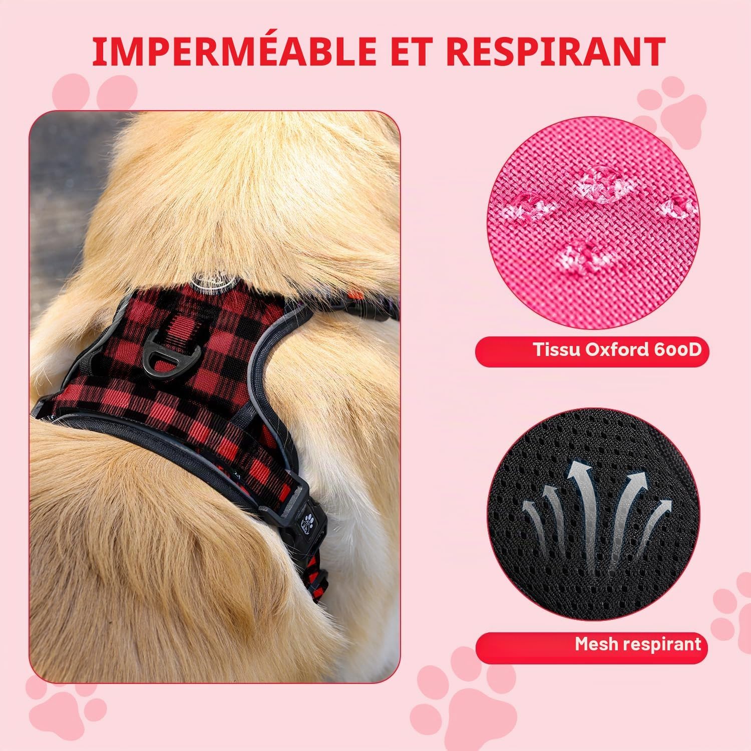 Detalle de Harnais pour Chien anti-tirage Reflet Oxford – ajustable et confortable
