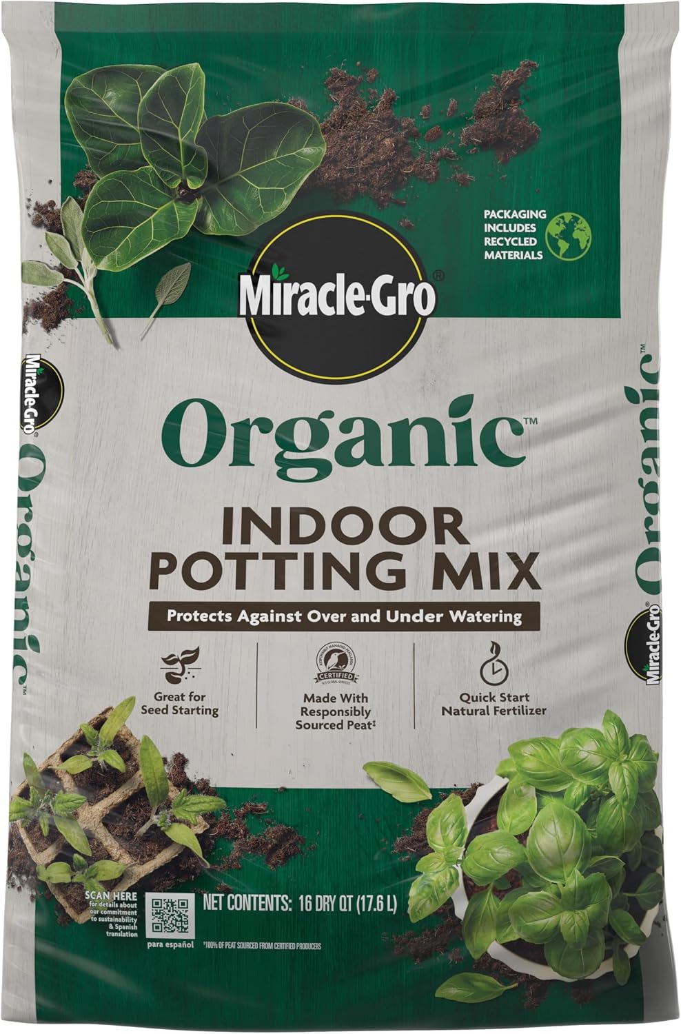 Detalle de Miracle-Gro Organic Indoor Potting Mix, 16 qt