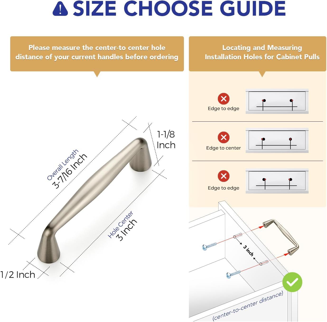 Thumbnail 2 de Ravinte J12ZC76LS20 Cabinet Pulls, 3-Inch Brushed Nickel, 20-Pack