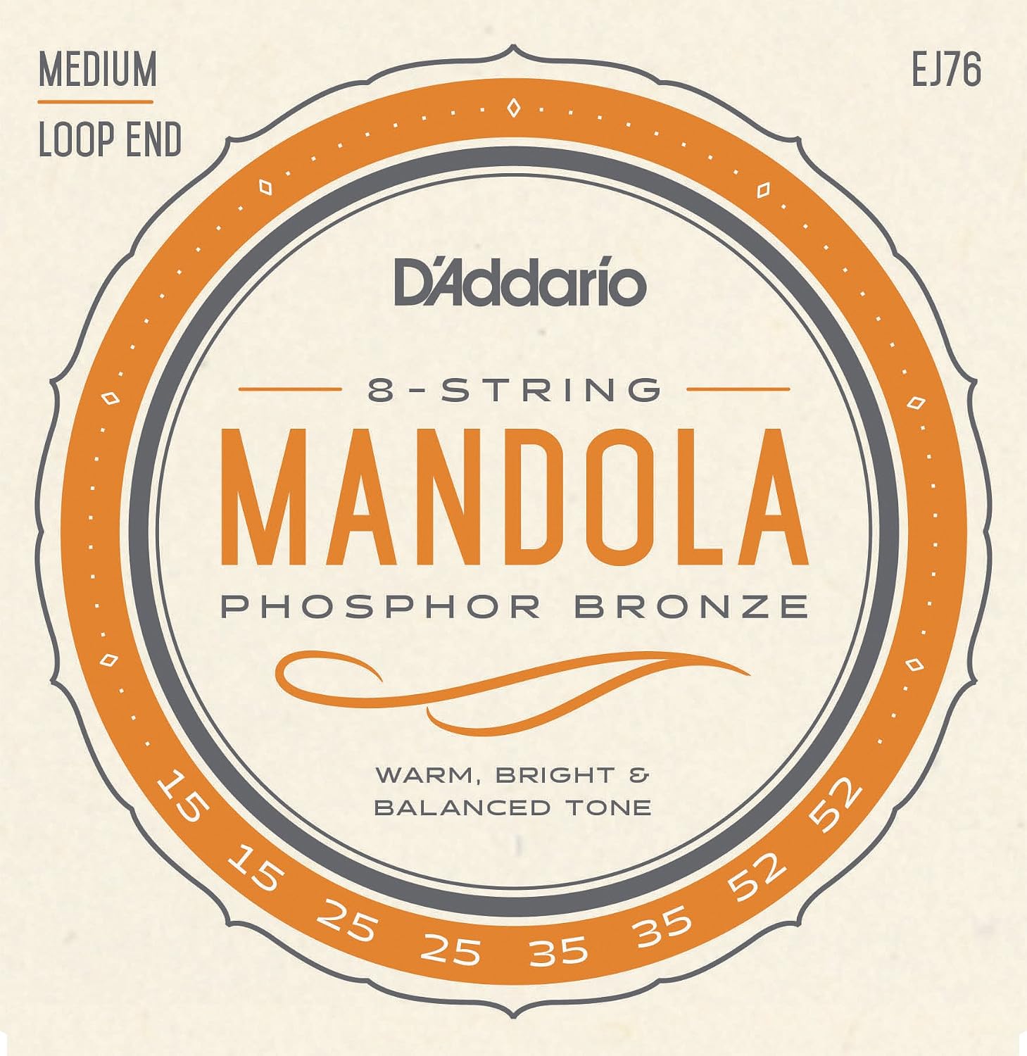 Detalle de D'Addario EJ76 strängar för mandola, fosforbrons, medium 15–52