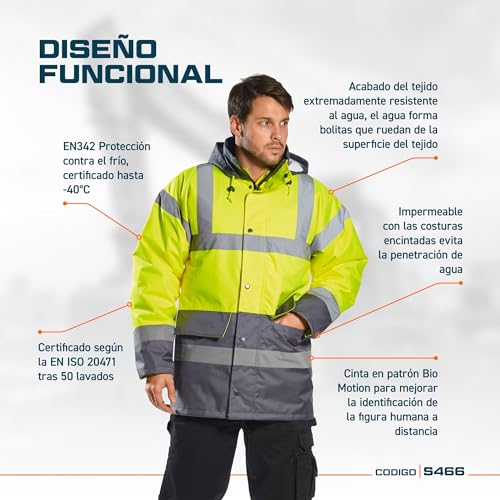 Detalle 2 de Portwest Parka Bicolore Traffic rouge/marine taille S ⚙