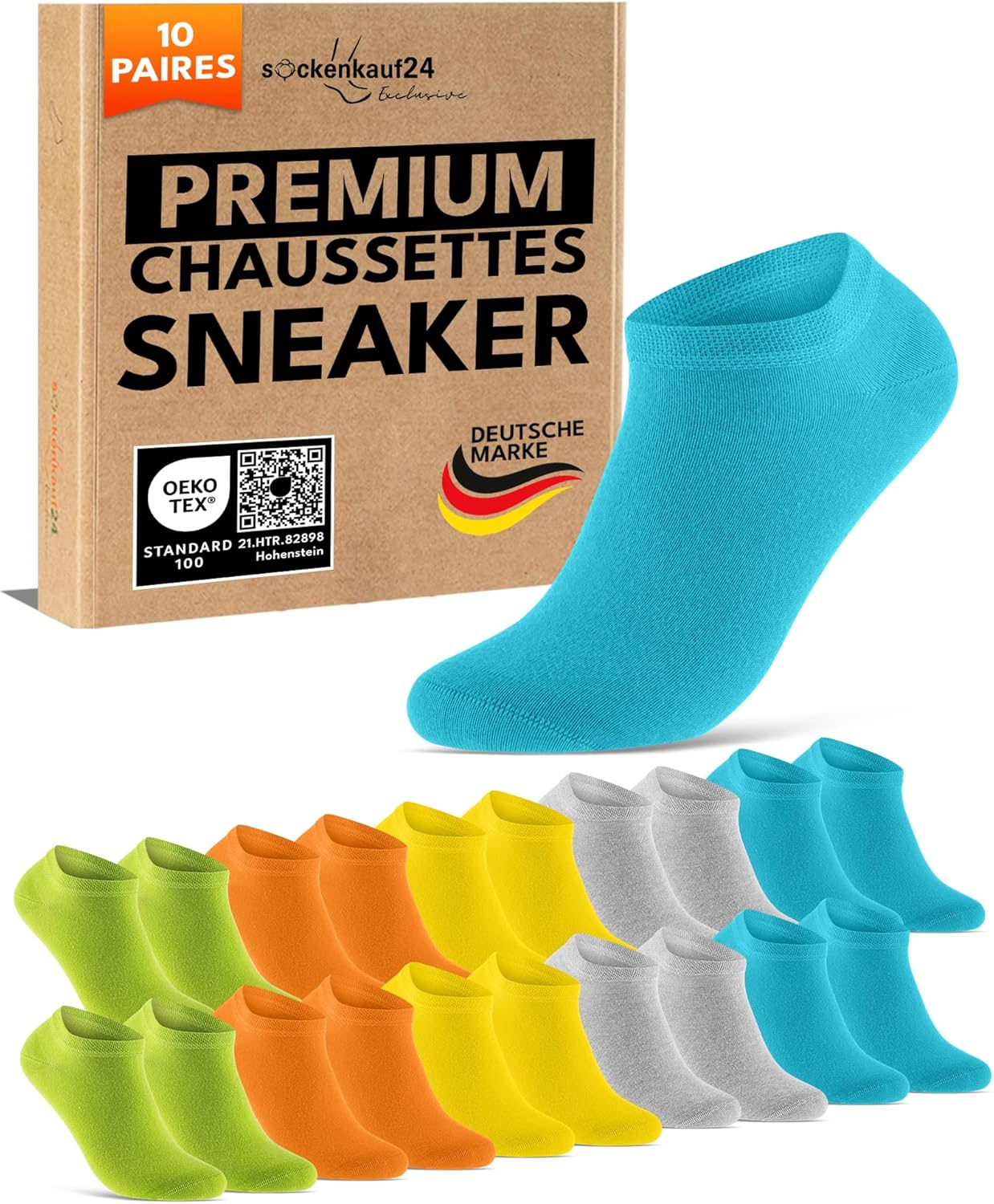 Thumbnail 6 de sockenkauf24 – Lot de 10 paires de chaussettes basses coton respirantes homme/femme