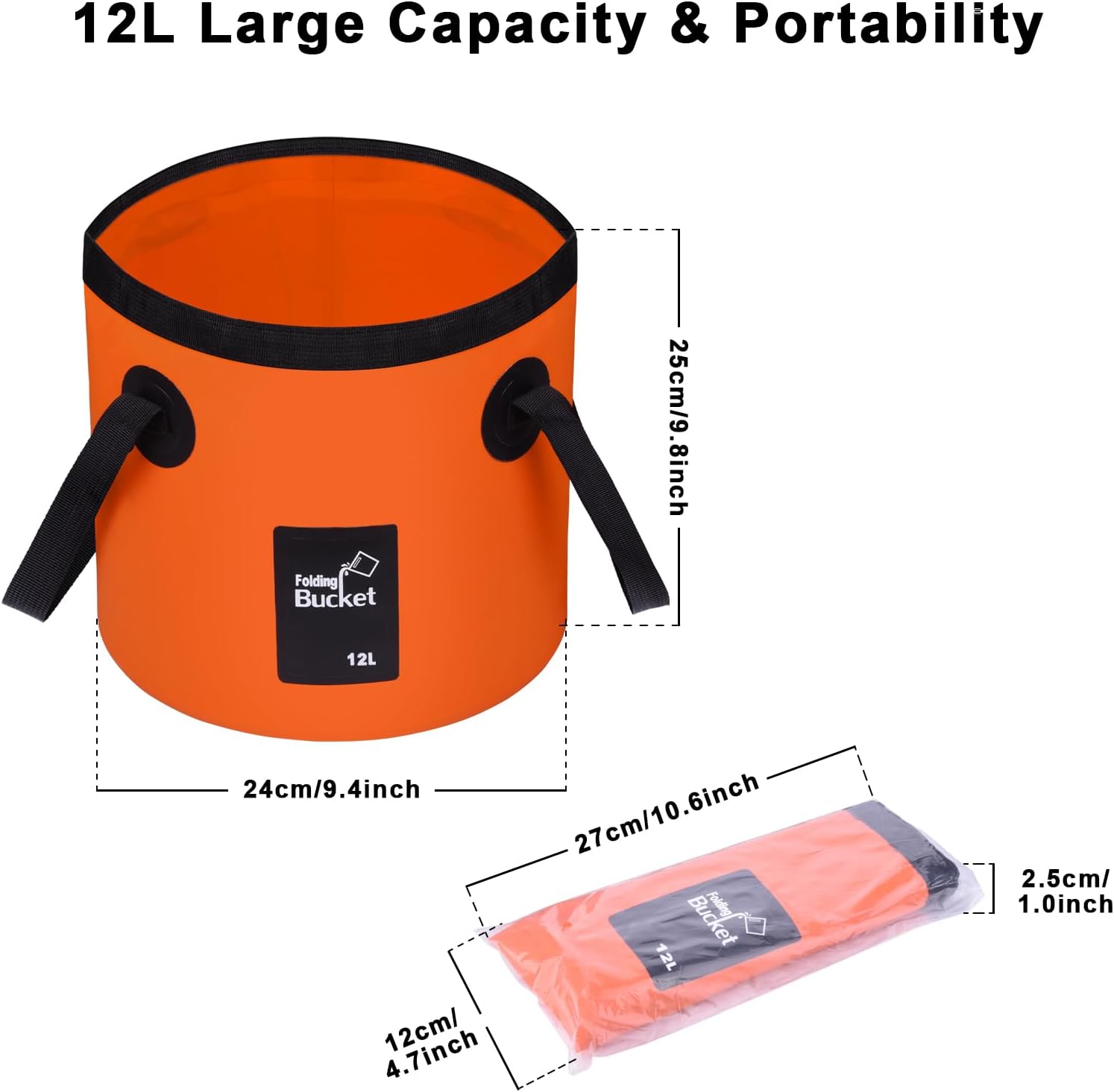 Detalle 2 de iGreely 2 Pack Handy Folding Bucket 12L for Camping 🪣