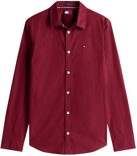 Detalle 1 de Tommy Jeans Original Stretch Shirt: camicia uomo rossa slim fit