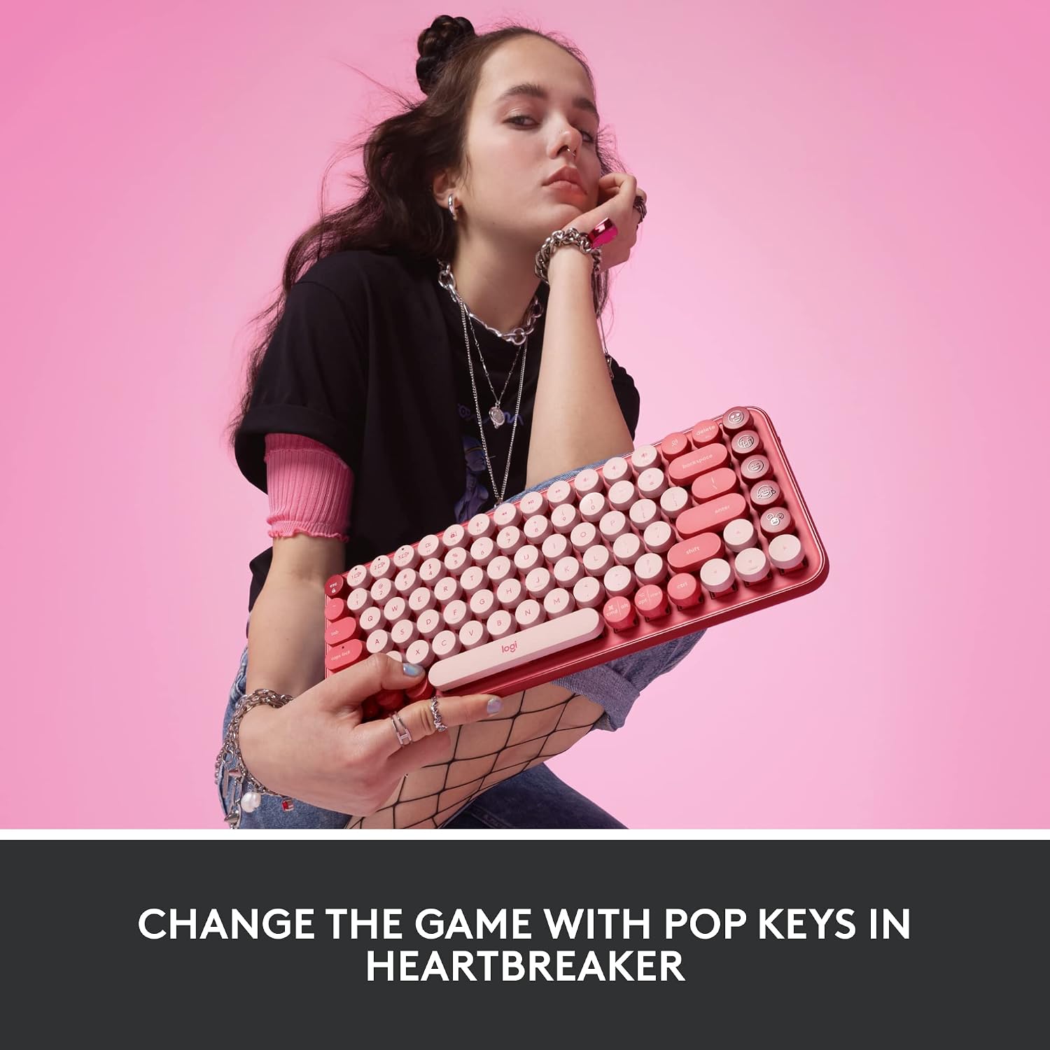 Thumbnail 1 de Logitech wireless mechanical keyboard, Rose