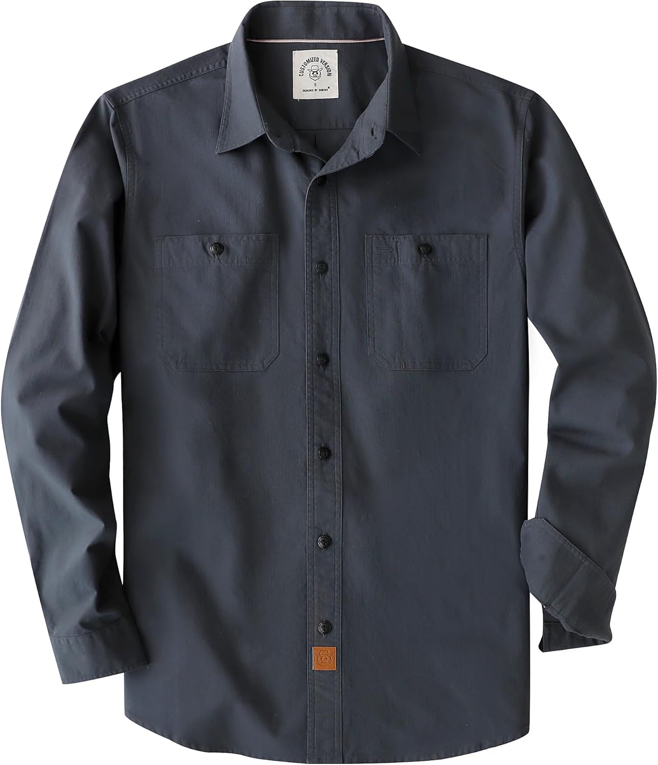 Detalle de Dubinik Camicia Uomo Chambray Lavoro Cotone Manica Lunga con Due Tasche
