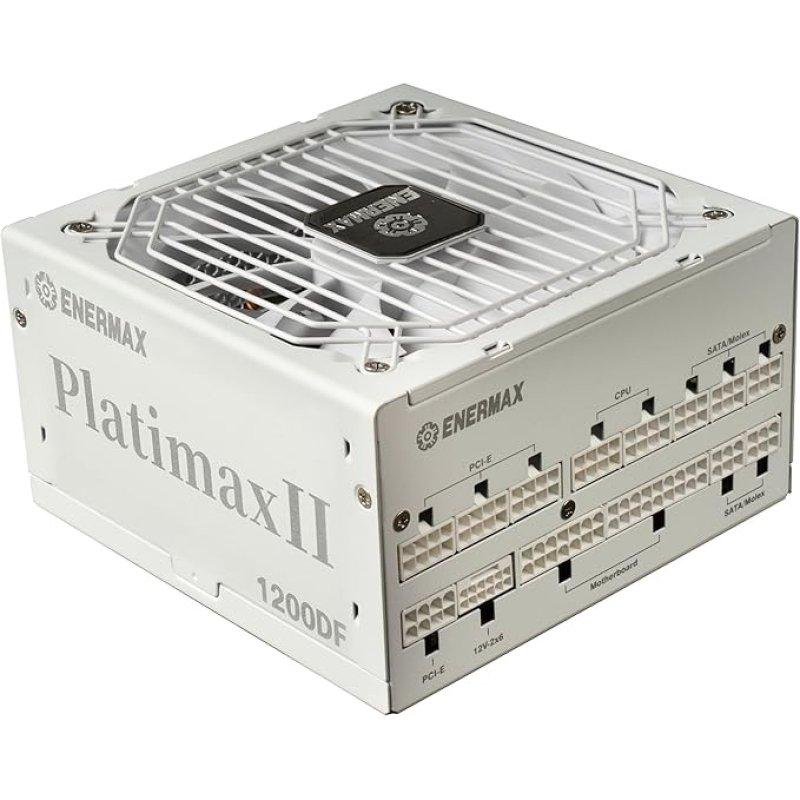Detalle de Enermax PlatimaxII 1200W: fuente modular ATX 3.1 con 80+ Platinum y refrigeración semipasiva