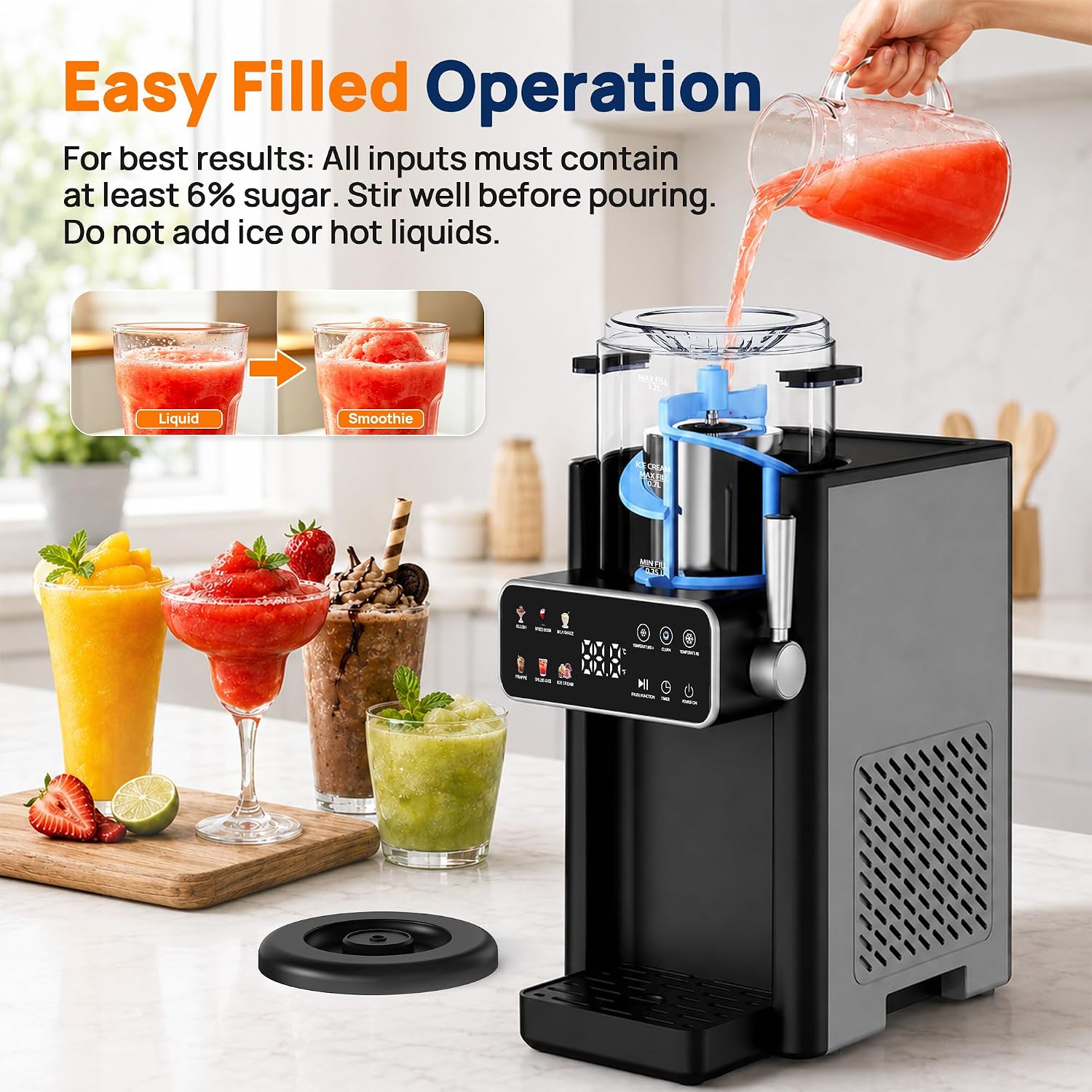 Detalle de SiroSage Slushie Machine for Home – 6 Presets, No Ice Needed, 1.2L Capacity