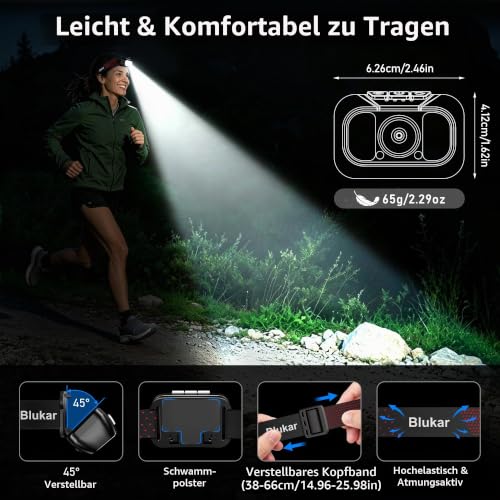 Thumbnail 6 de Blukar 2026 Gen 2 Stirnlampe LED Aufladbar – Superhell, dimmbar und vielseitig