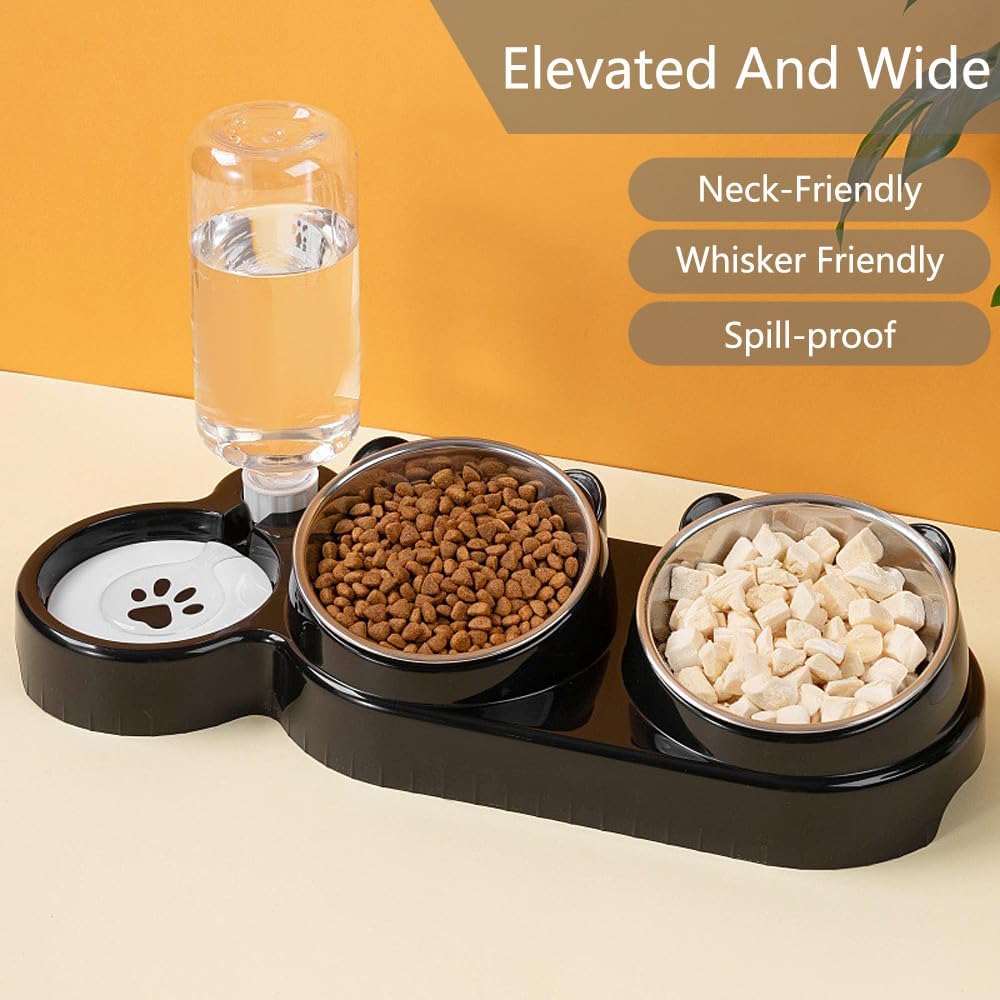 Thumbnail 4 de 3-in-1 Cat Food and Water Bowl Set — Tilted Stainless Steel
