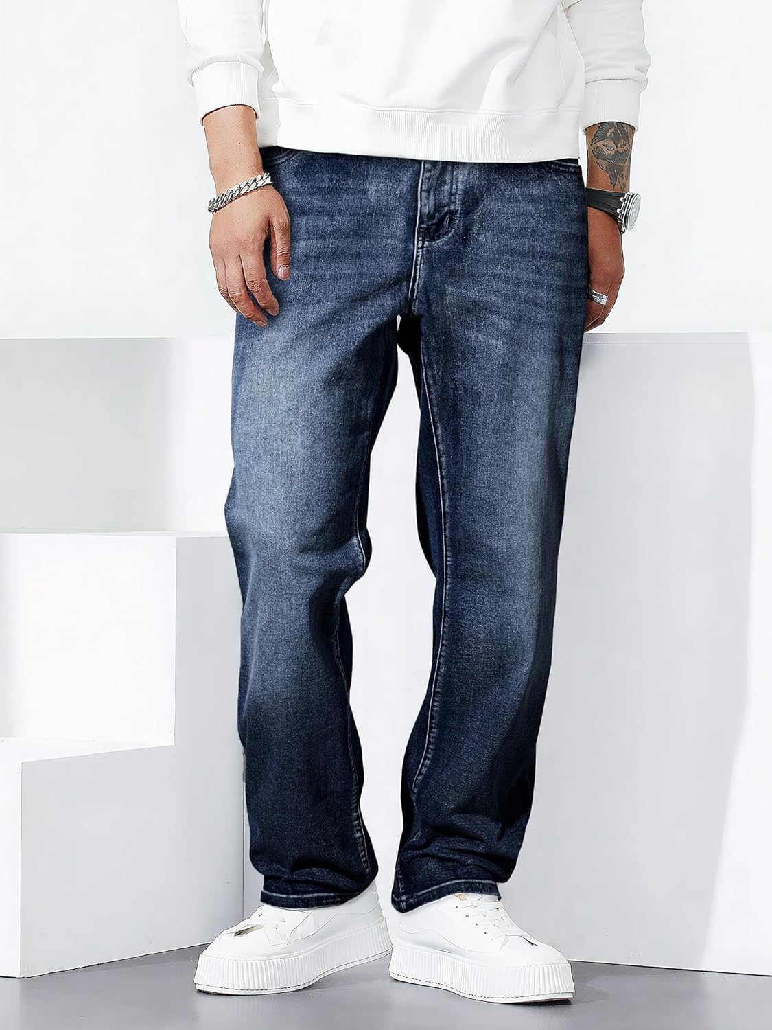 Thumbnail 6 de JMIERR Mens Baggy Jeans Stretch Casual Loose Fit Denim Pants