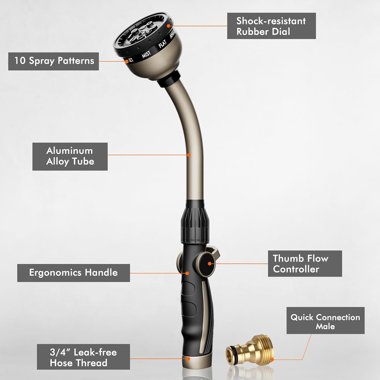 Thumbnail 1 de RESTMO Watering Lance Heavy Duty 42cm metal spray gun with thumb flow control and 10 spray patterns