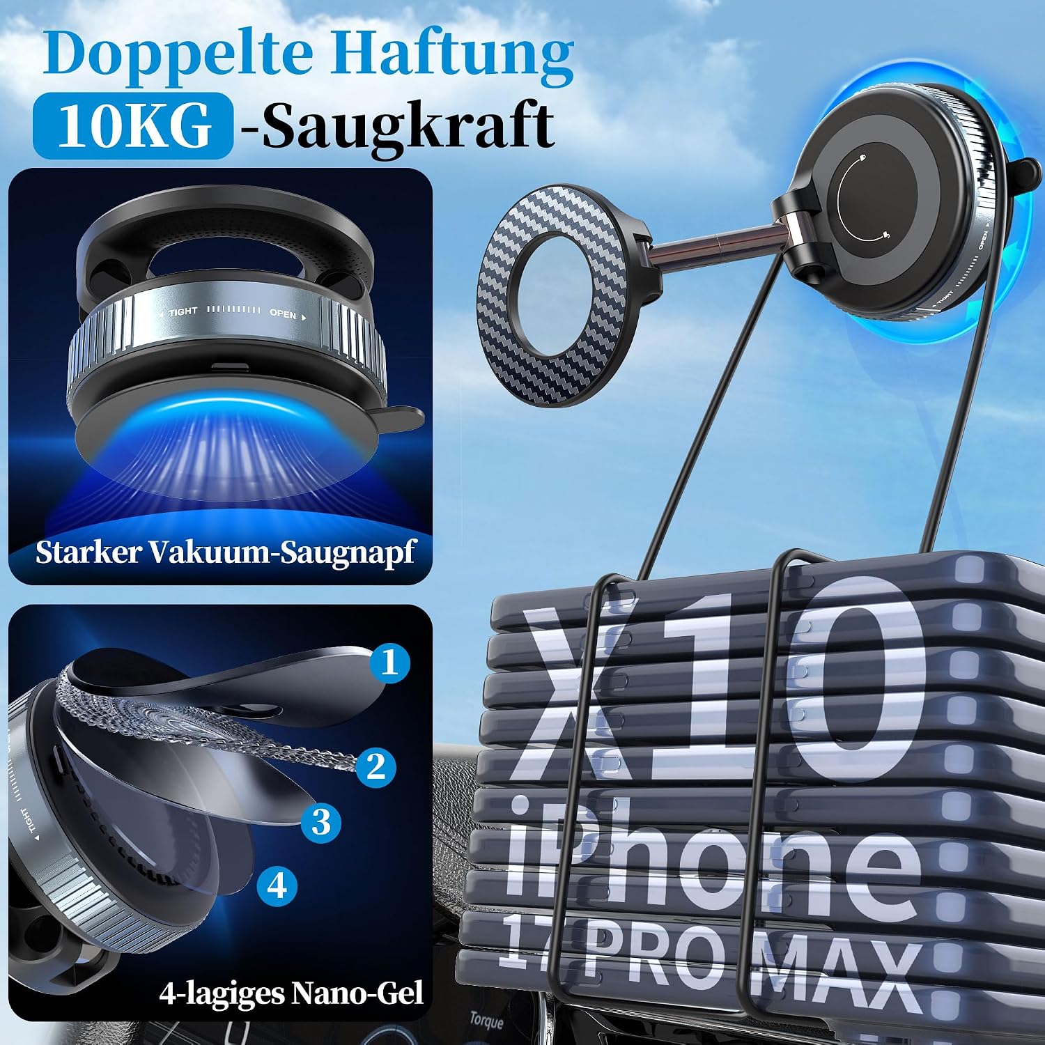 Detalle 2 de PlusAcc Magnet Handyhalterung 360° drehbar