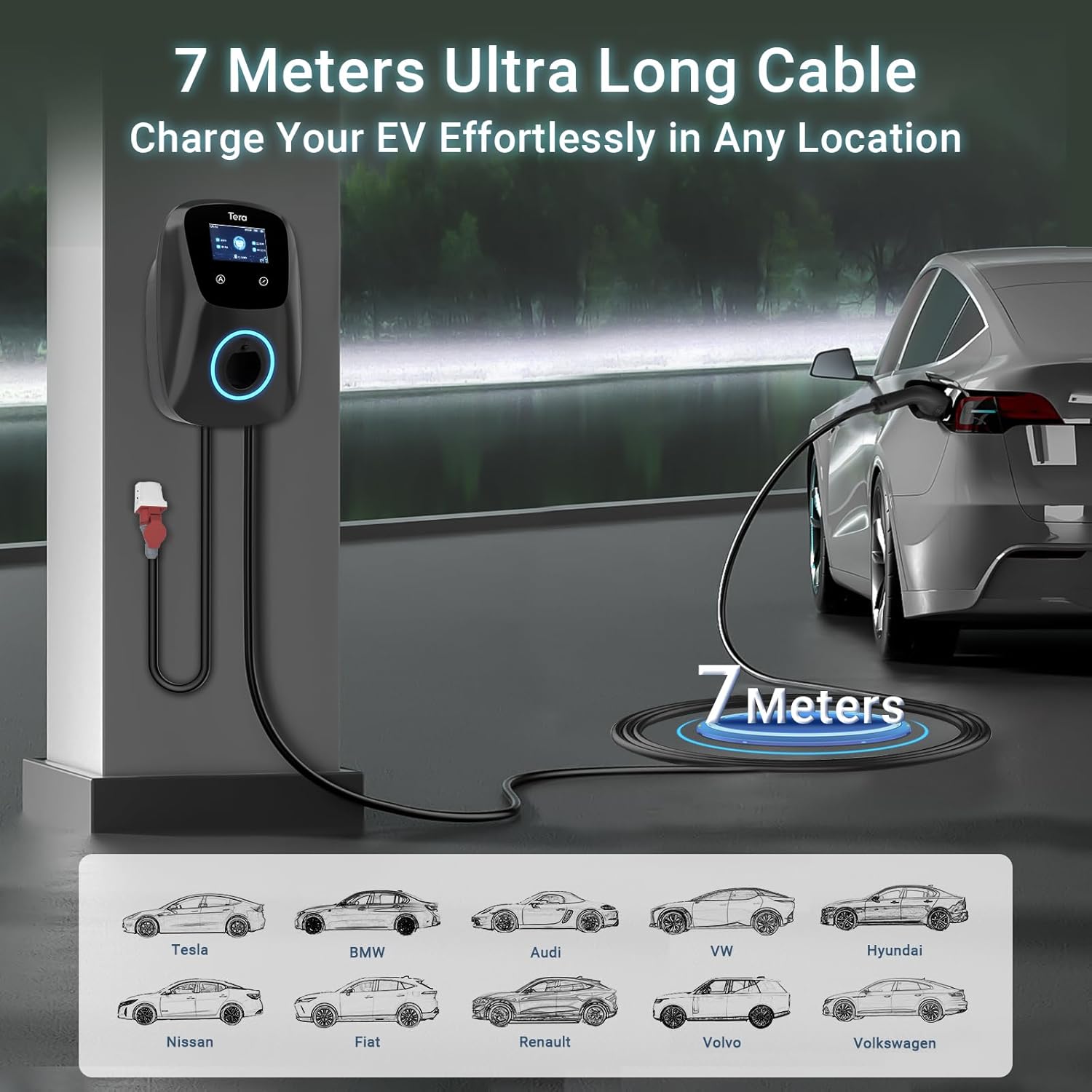 Detalle 2 de Tera EV W01 caricabatterie wallbox Tipo 2 32A 7 m ⚡