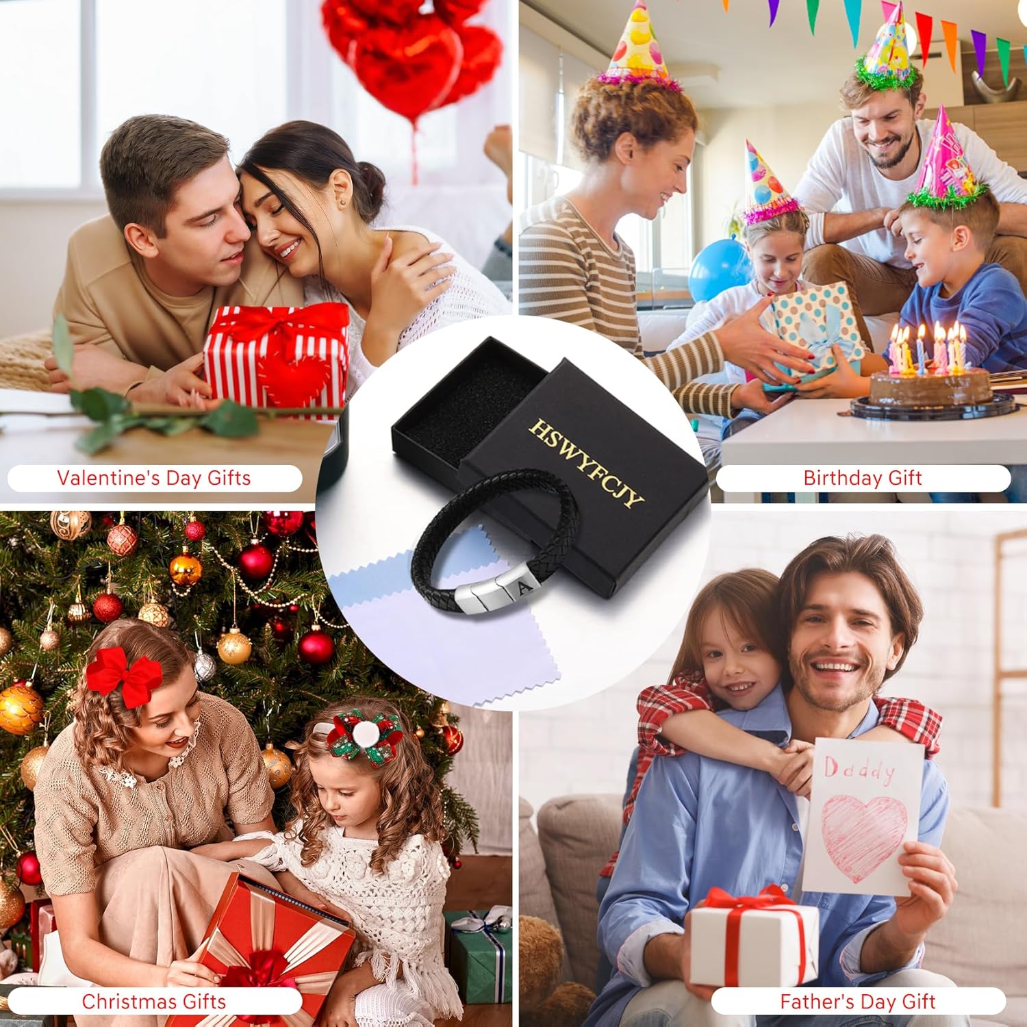 Thumbnail 6 de HSWYFCJY Lederarmband für Herren – personalisierbares Schwarz Geflochtenes Leder mit Magnetverschluss