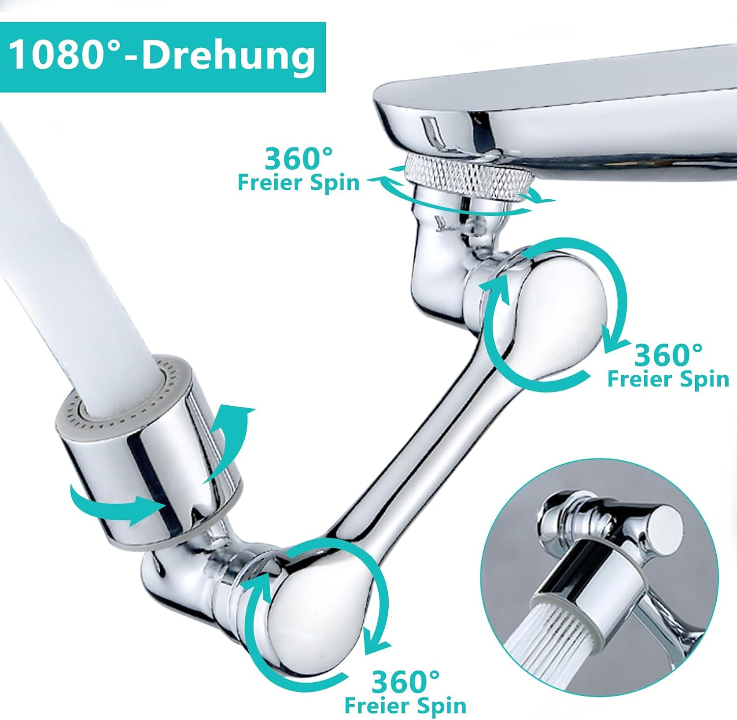Thumbnail 4 de Drehbarer Wasserhahn Aufsatz 1080° đ°