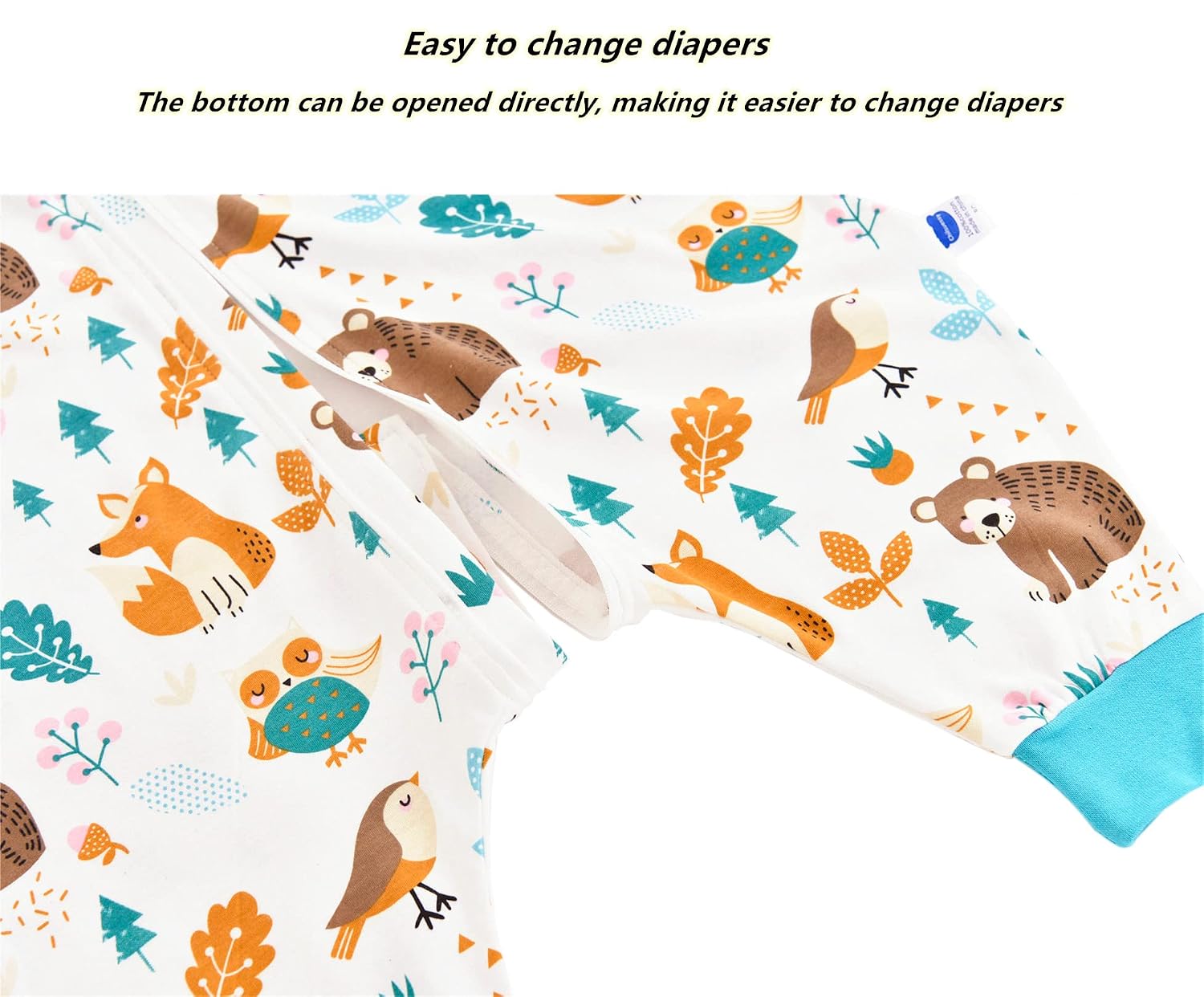 Detalle de Chilsuessy Baby Schlafsack Sommer mit Füßen 0.5 Tog – 100% Baumwolle, Waldtiere, 70–100 cm