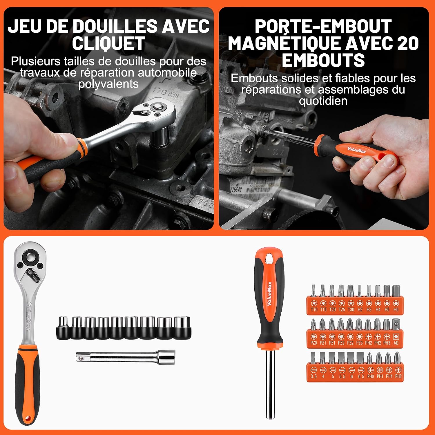 Thumbnail 1 de ValueMax Kit d'Outils 219 Pièces avec Sac Durable — Ensemble complet pour bricolage, réparation et entretien