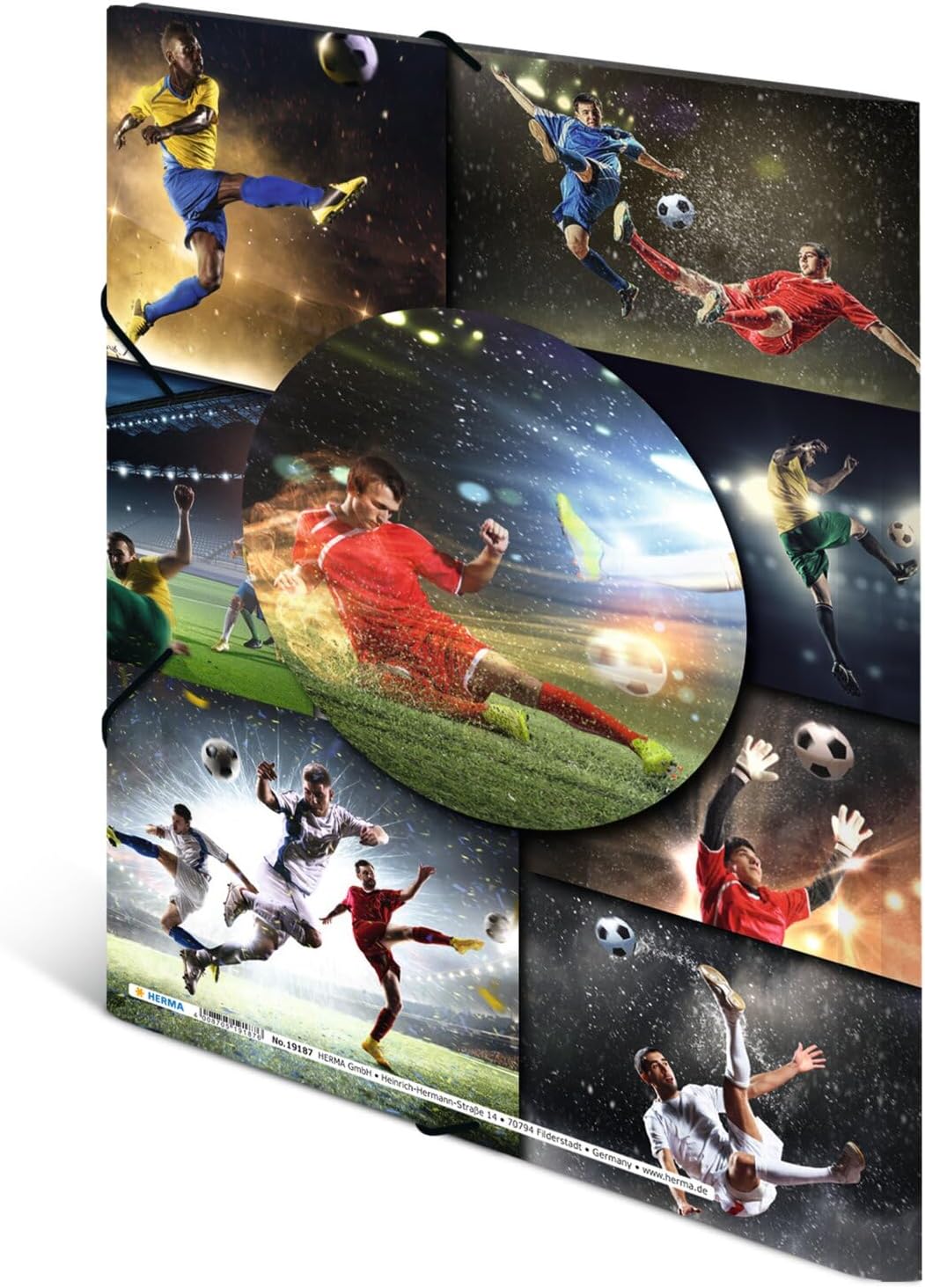 Thumbnail 1 de HERMA 19187 samlarmapp A4 med fotbollsmotiv, elastiskt band, 3-pack i PP