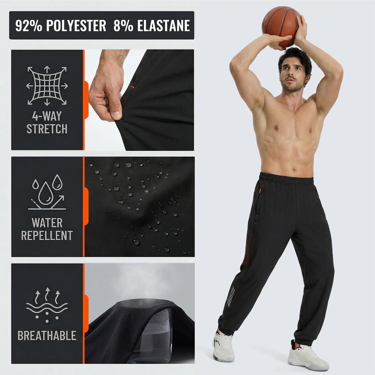 Thumbnail 4 de LUWELL PRO Mens Tracksuit Bottoms: Breathable, Lightweight Joggers for Gym and Outdoors