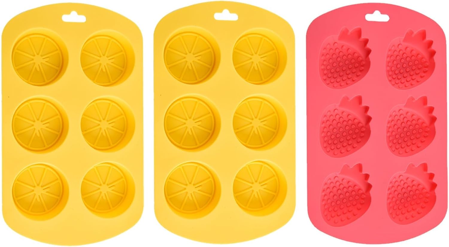 Detalle de SIXDAWANJIA 3-Piece 3D Silicone Fruit Mold Set, Lemon and Strawberry Shapes