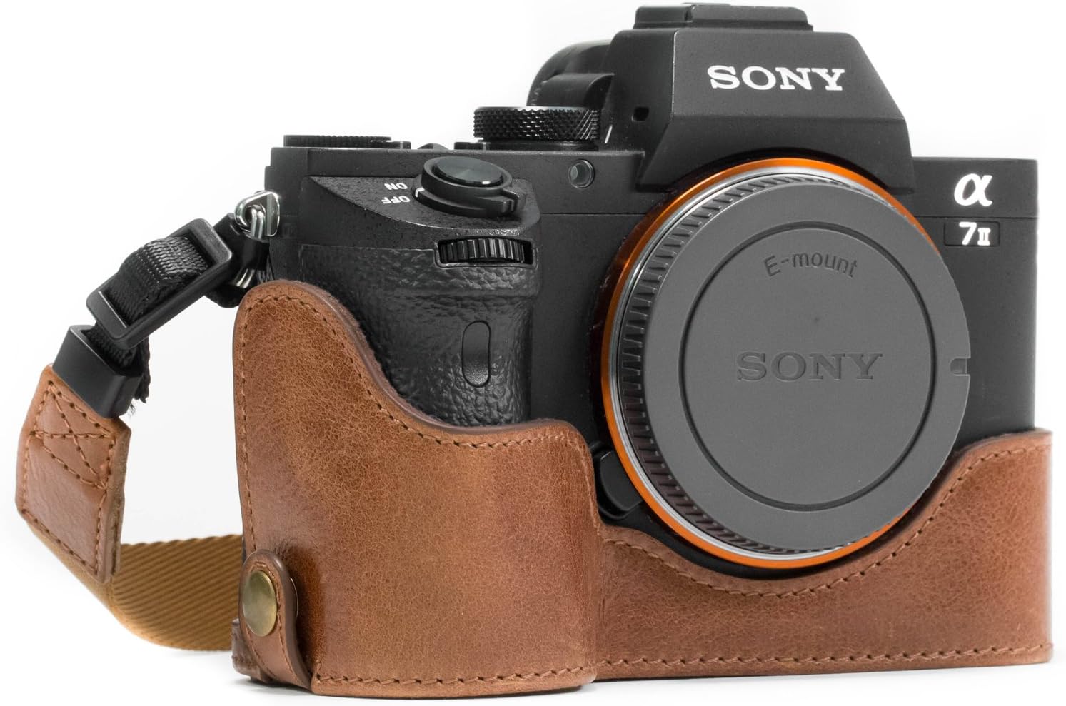 Detalle de MegaGear MG1130 Echtleder Halbtasche für Sony Alpha A7-Serie (Dunkelbraun)