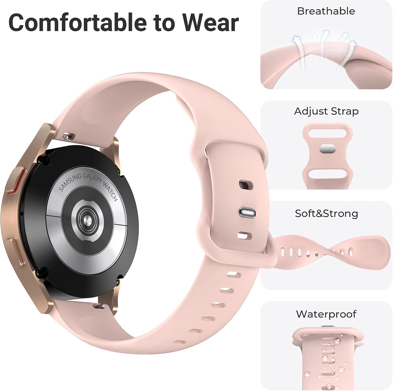 Thumbnail 1 de Higgs 6 Pack Silicone Watch Straps for Galaxy Watch series (40mm–46mm) – Soft, Quick-Release, 6 colours