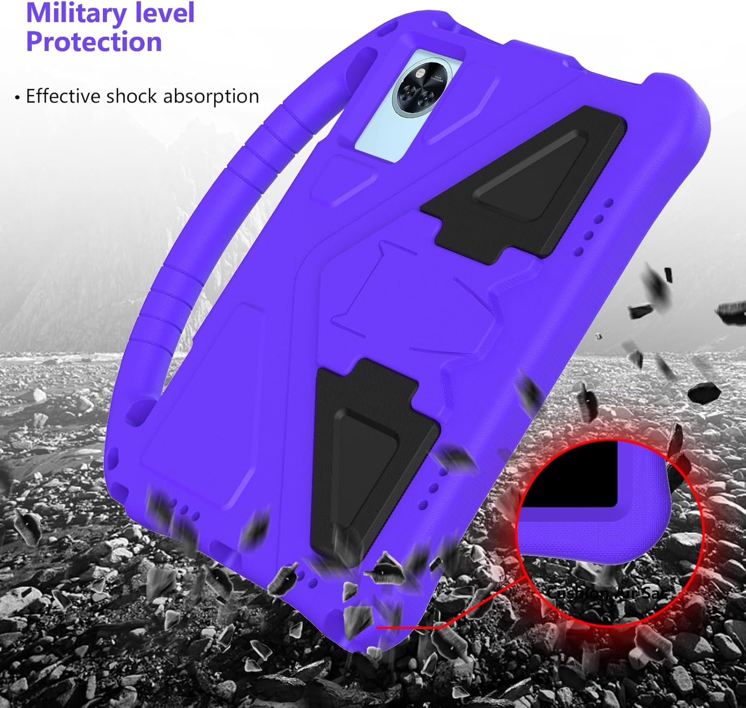 Detalle de YRH Kids EVA Shockproof Case for Doogee U11 Tablet (2025) with Stand and Handle – Purple
