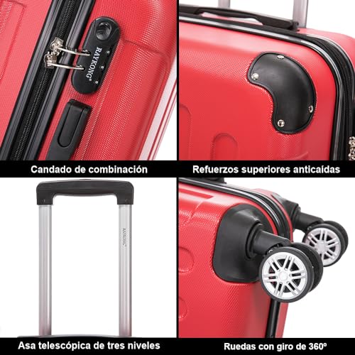 Thumbnail 4 de RAYKONG Maleta Cabina ABS 55x40x20 cm (40L) con 4 ruedas — Rojo