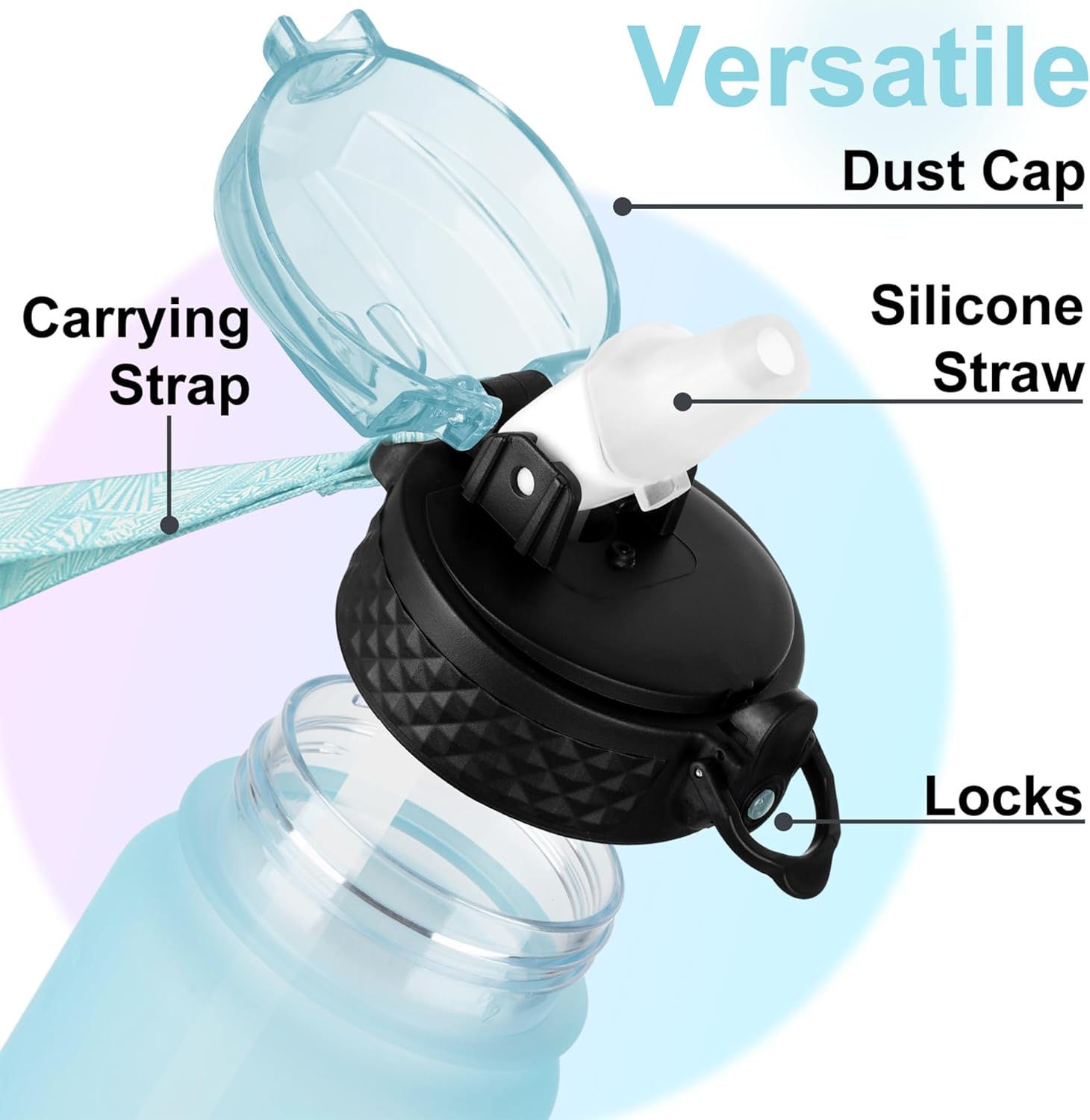 Thumbnail 3 de GOPPUS 500ml Kids Water Bottle with Straw – BPA Free Tritan, Flip Top Lid, Time Markings