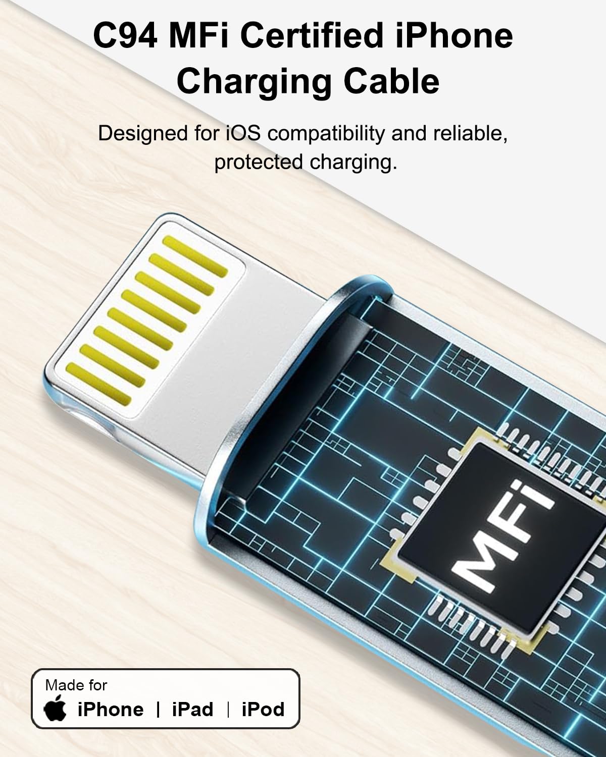 Thumbnail 4 de Cable iPhone Lightning 1 m – Lot de 2, certifié MFi, câble tressé nylon USB‑C vers Lightning