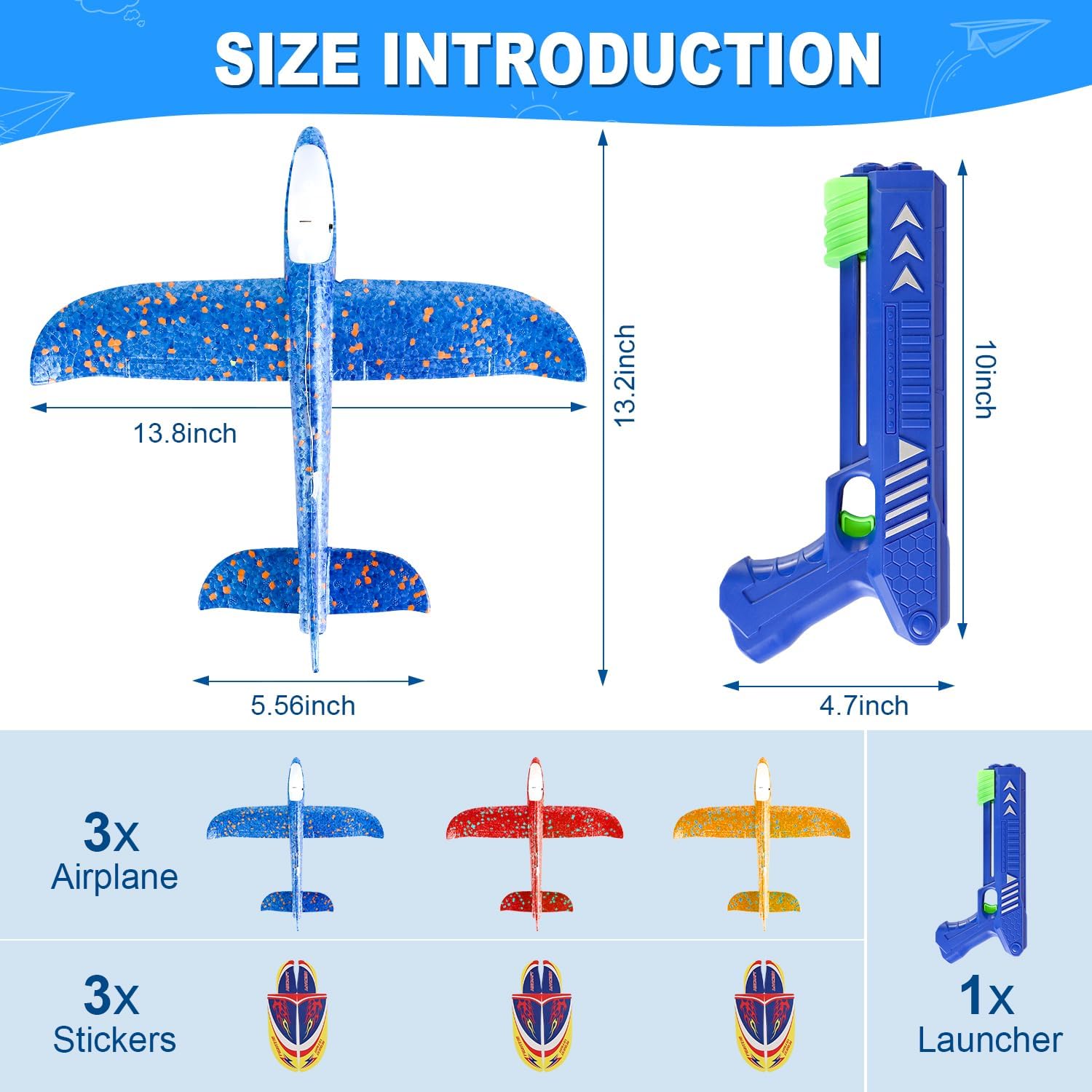 Detalle 2 de TODARRUN Airplane Launcher Toy (3-pack) LED Foam Glider Catapult Planes with 2 Flight Modes