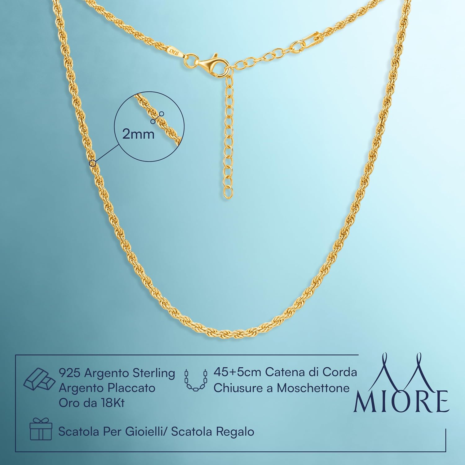 Detalle de MIORE Collana Argento 925 50 cm
