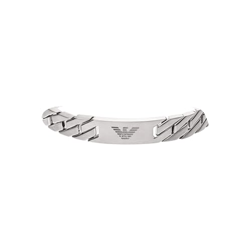 Detalle 2 de Emporio Armani Bracciale da uomo in acciaio inossidabile con chiusura a cursore – Grigio argento