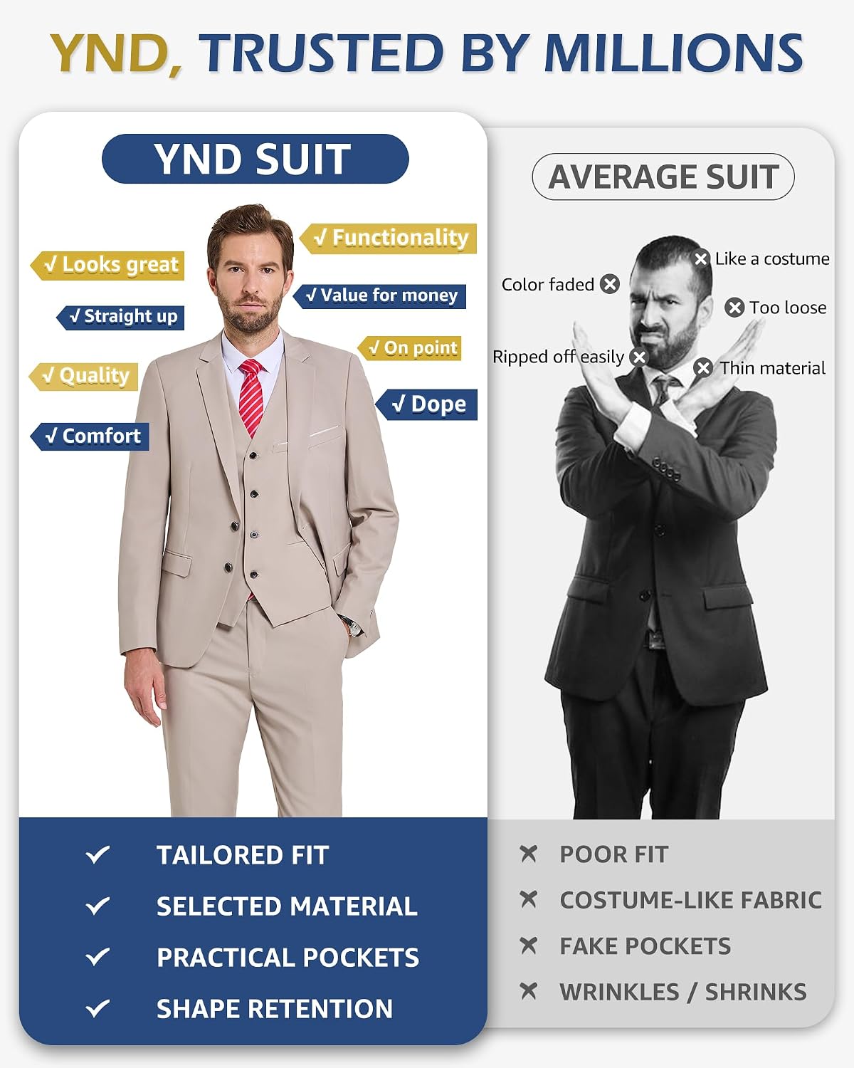 Thumbnail 3 de YND Men's 3 Piece Slim Fit Suit