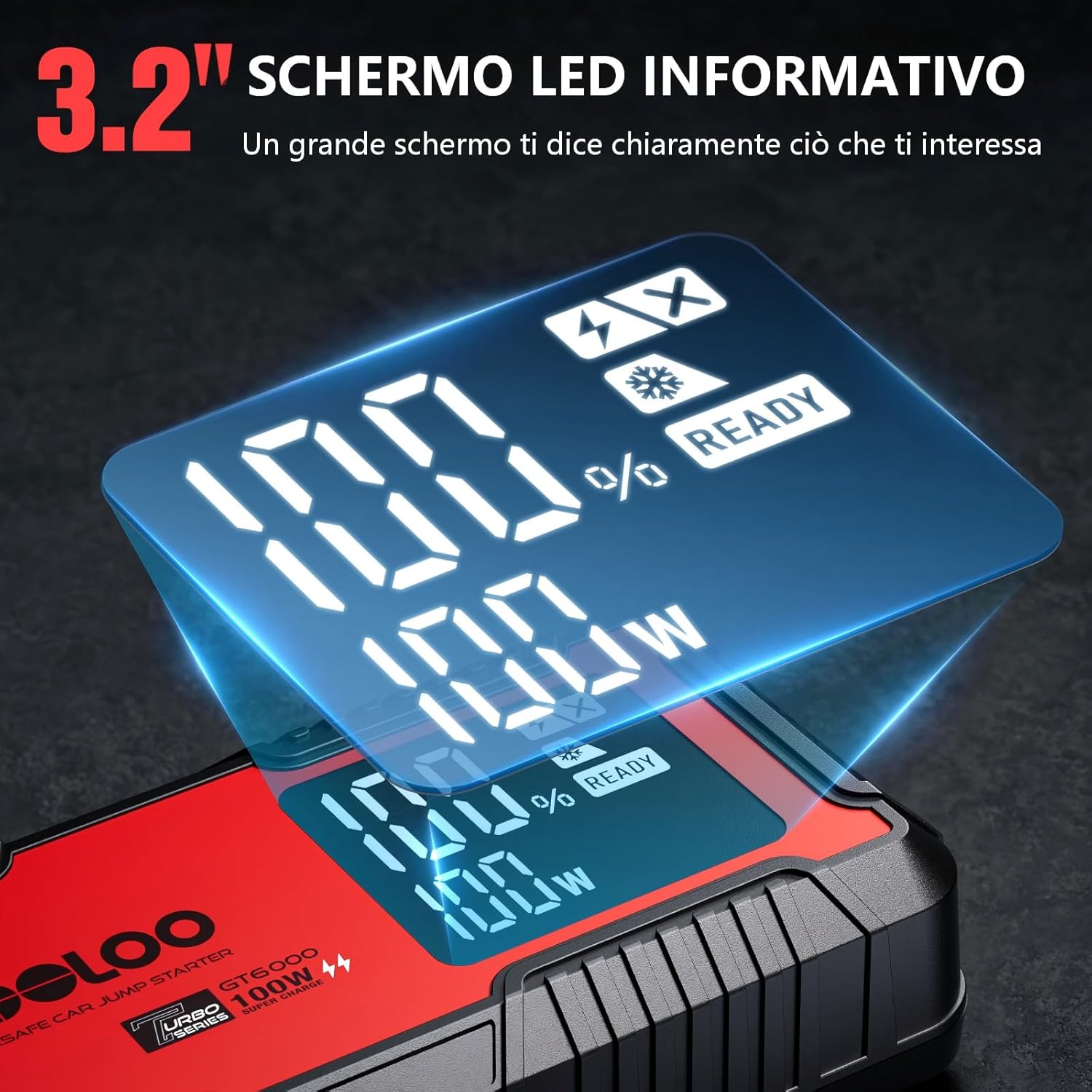 Thumbnail 6 de GOOLOO GT6000 Booster Avviamento Auto 6000A con Torcia LED e schermo 3,2”