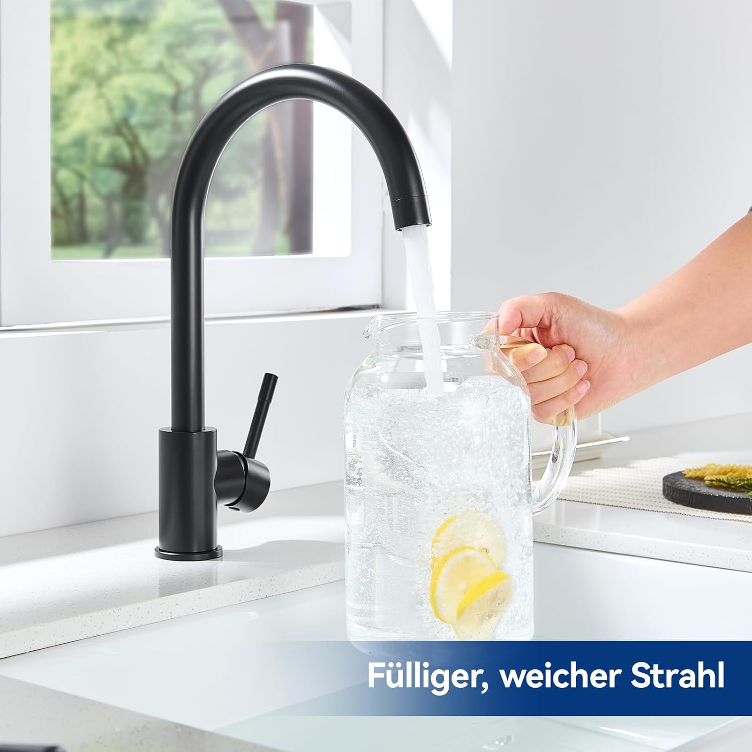 Thumbnail 3 de Niederdruck Armatur Küche Schwarz für Durchlauferhitzer & Untertischboiler – 360° drehbar, 3 Anschlüsse