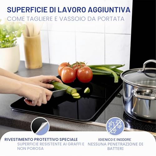 Detalle 2 de WENKO Coprifornelli Universale Mod Nero – Pannello coprifornelli in vetro regolabile 30 x 52 cm (2 pezzi)