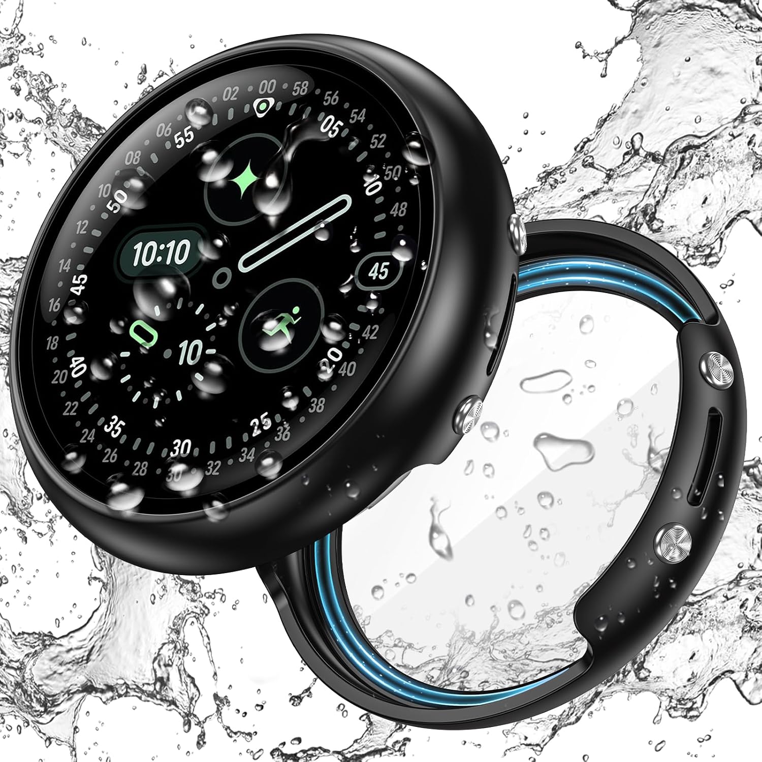 Goton Google Pixel Watch 5/4 45mm用ケース一体型画面保護カバー ブラック