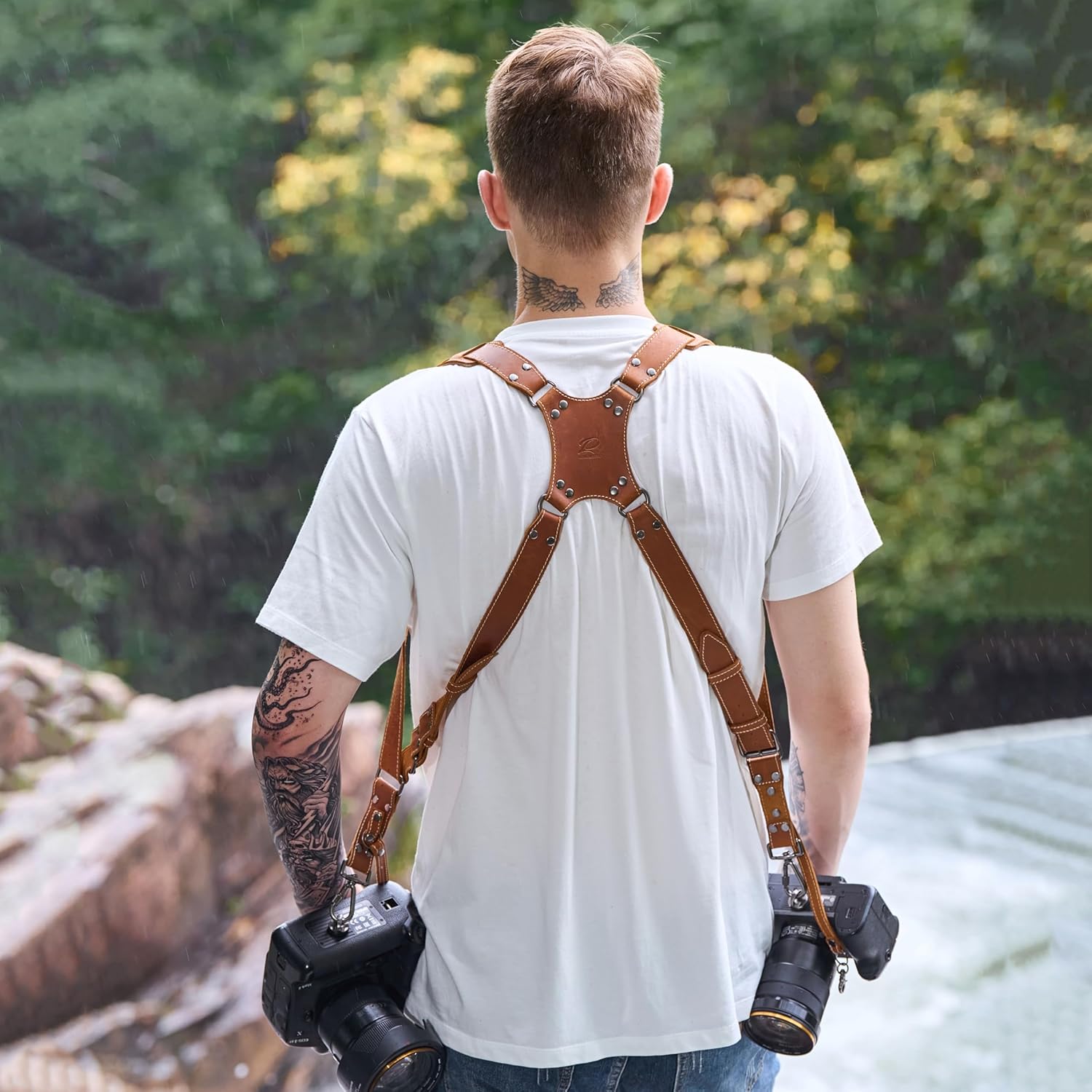 Thumbnail 5 de Padwa Lifestyle Tan Dual Camera Harness Strap 📷