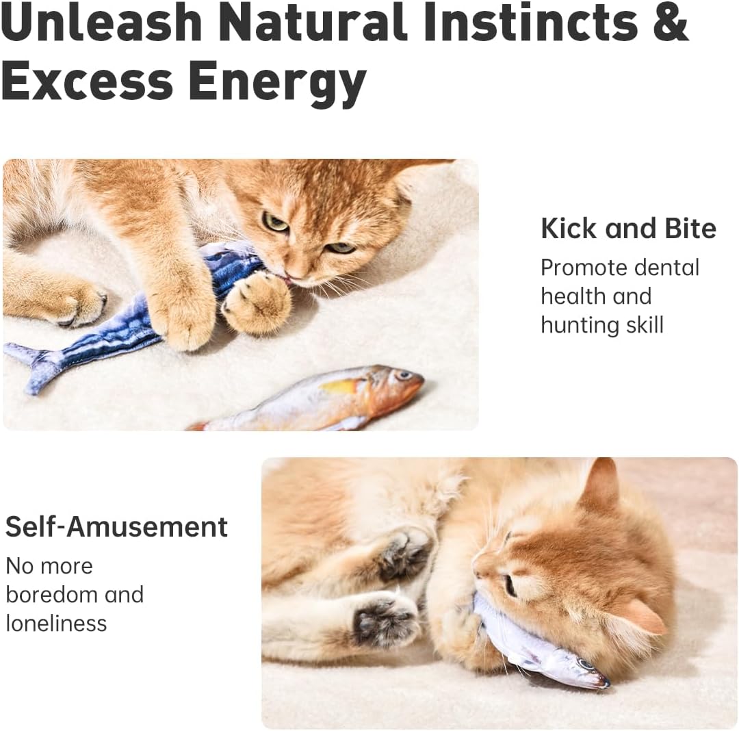 Thumbnail 5 de Petgravity Flopping Fish Cat Toys, 3-Pack, 7.1-Inch Plush, Rechargeable
