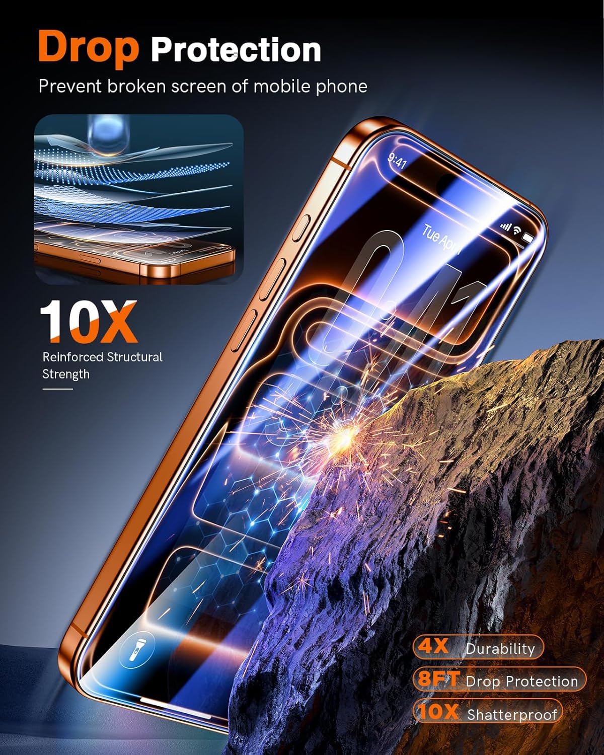 Detalle de LK 2 Pack iPhone 17 Pro Max screen protector 9H