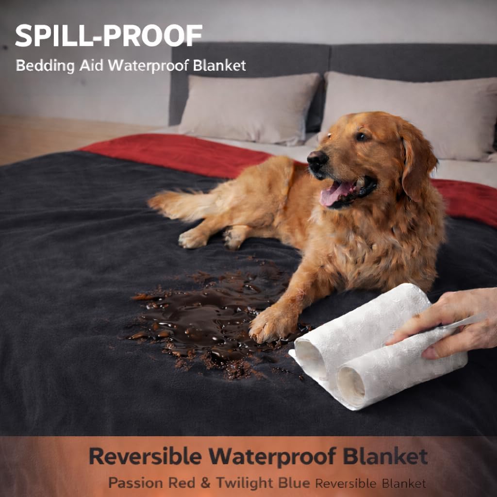 Thumbnail 4 de Bedding Aid Queen Size Waterproof Blanket (80x90) – Stain- & Spill-Proof Reversible Flannel for Beds, Sofas, Kids & Pets