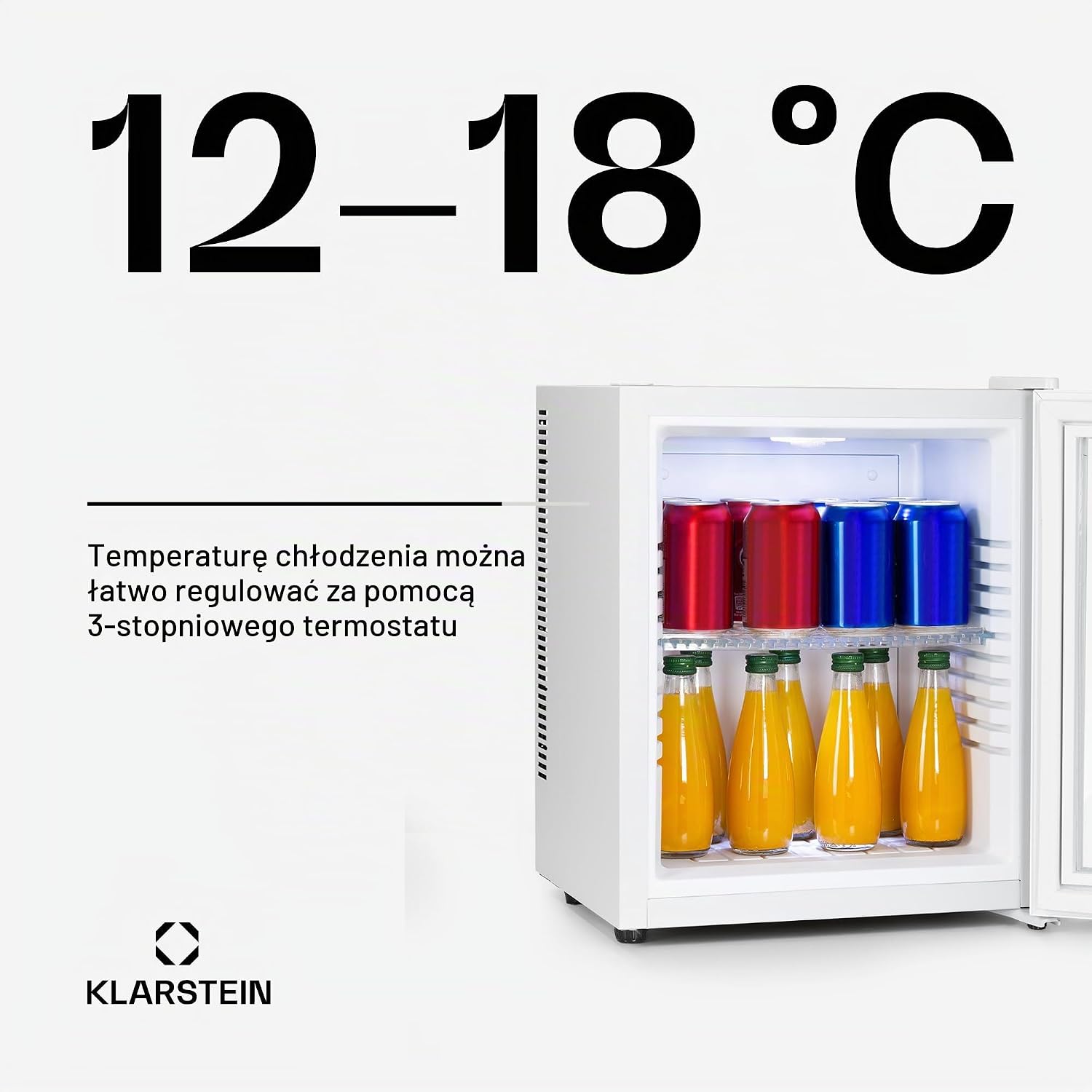 Detalle de Klarstein 10039904 – mini lodówka 23 l ze szklanymi drzwiami, 12–18°C