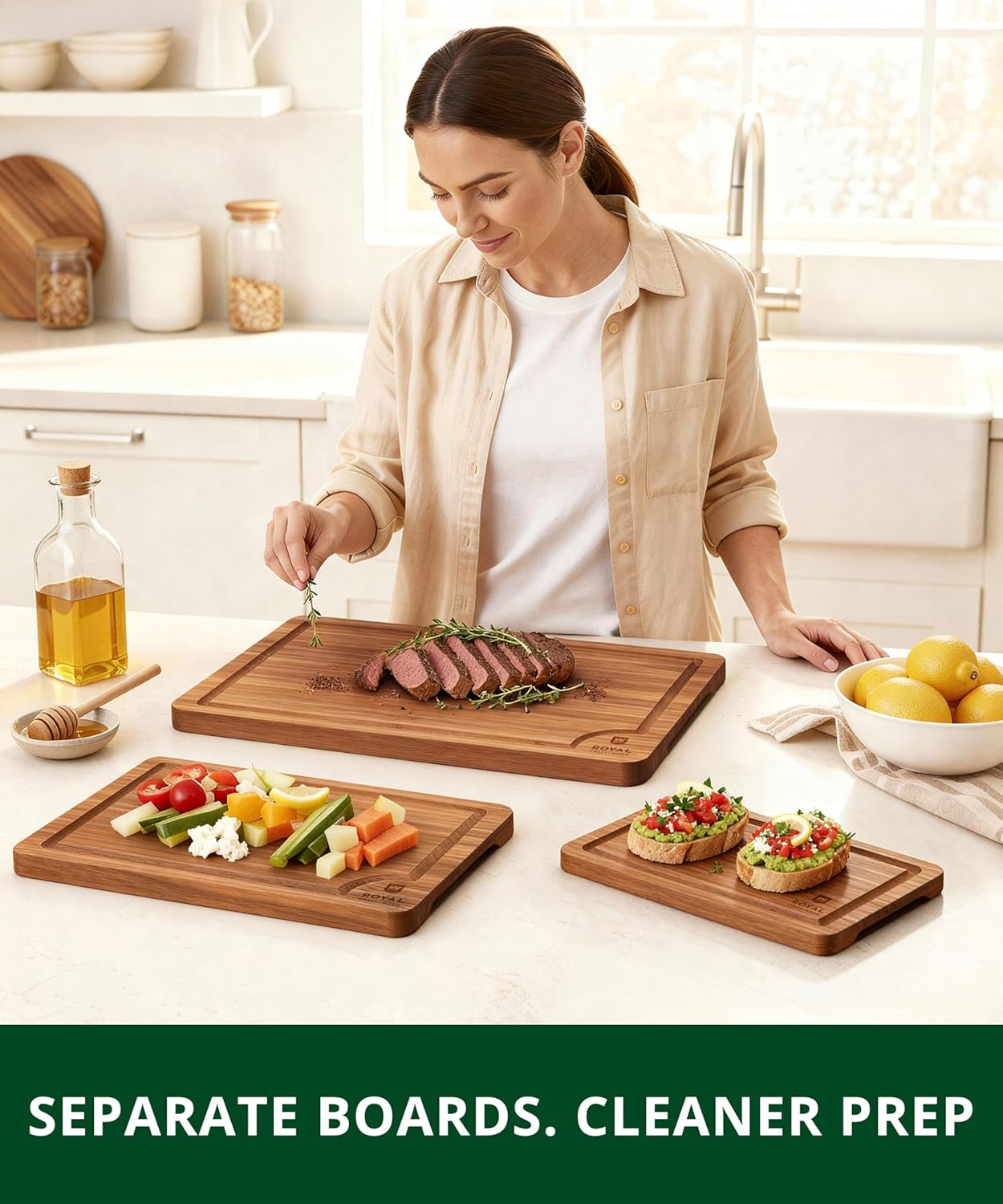 Thumbnail 3 de ROYAL CRAFT WOOD 3-Piece Bamboo Cutting Board Set 🍽