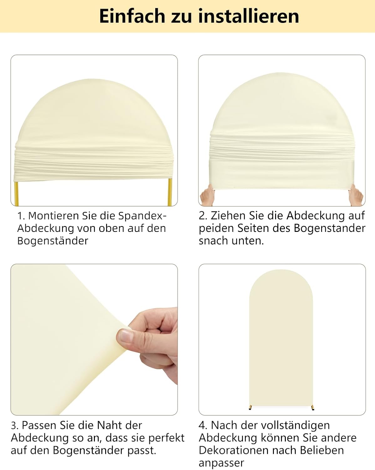 Detalle de JEBUTU 7.2ft Arch Backdrop Cover in Beige – Stretchy, No-Stand Solution for Party Décor