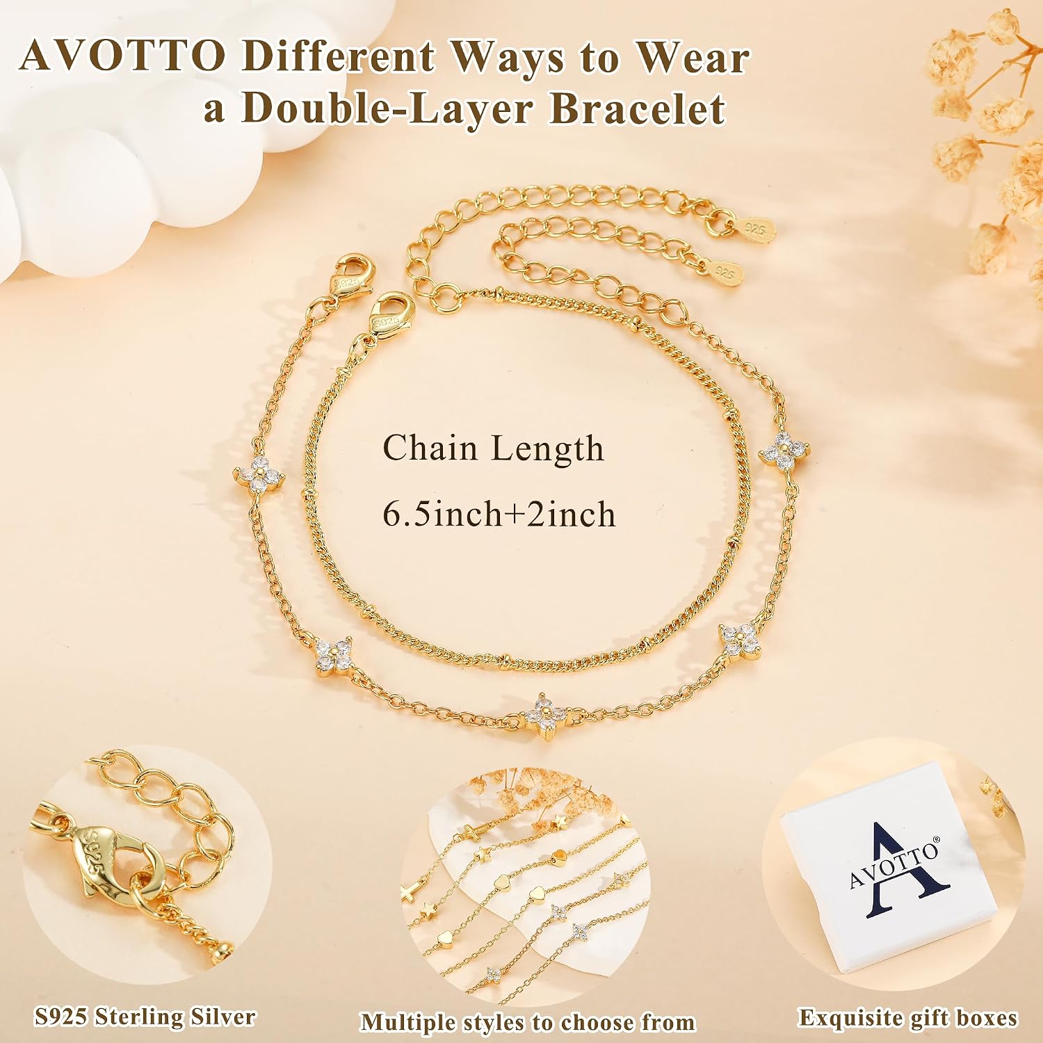 Detalle 2 de Avotto 925 Silber Armband mit 16,5 cm
