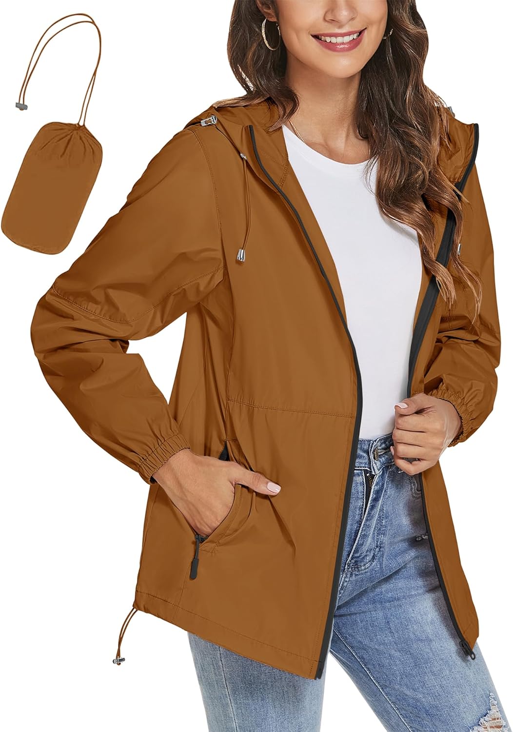 Thumbnail 4 de TCOT Women Rain Jacket Waterproof Windbreaker