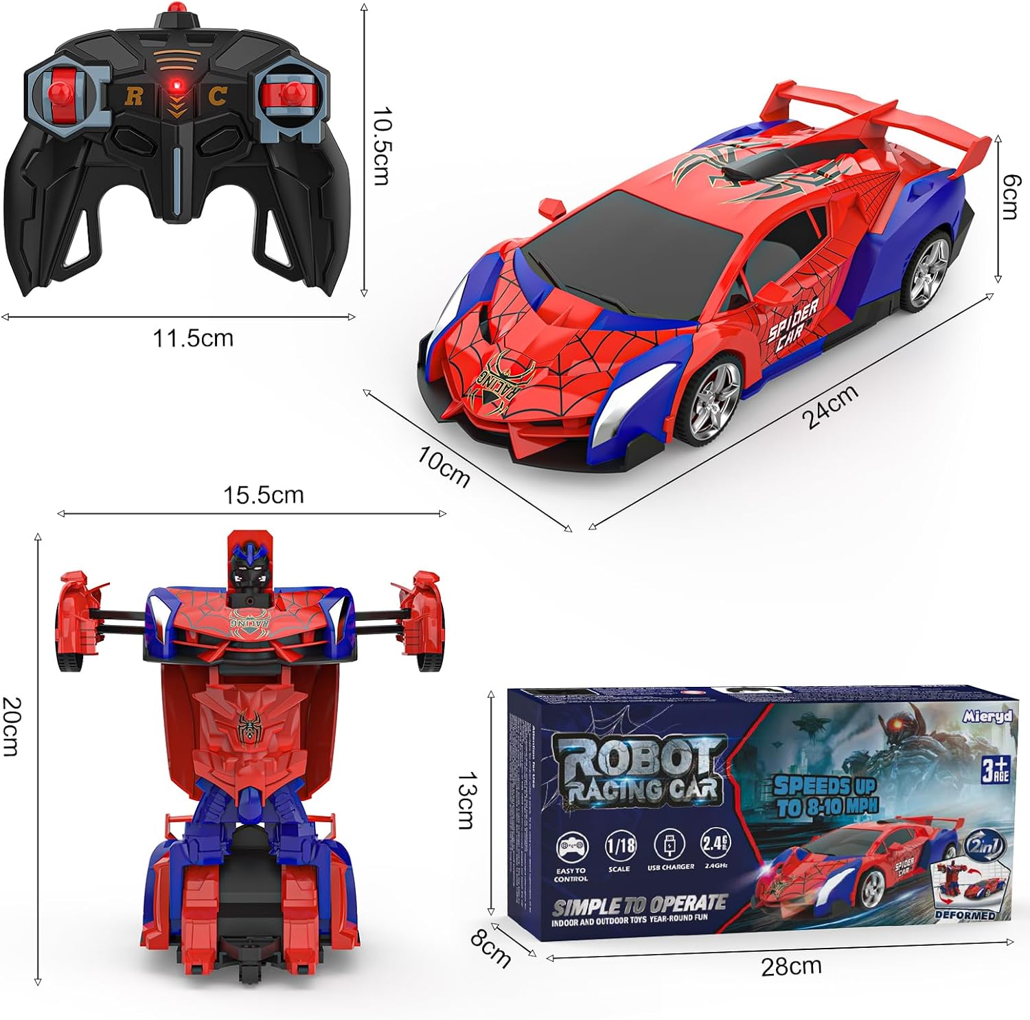 Thumbnail 5 de Remote Control Car 2-in-1 Transforming Spider Robot for Ages 3–9